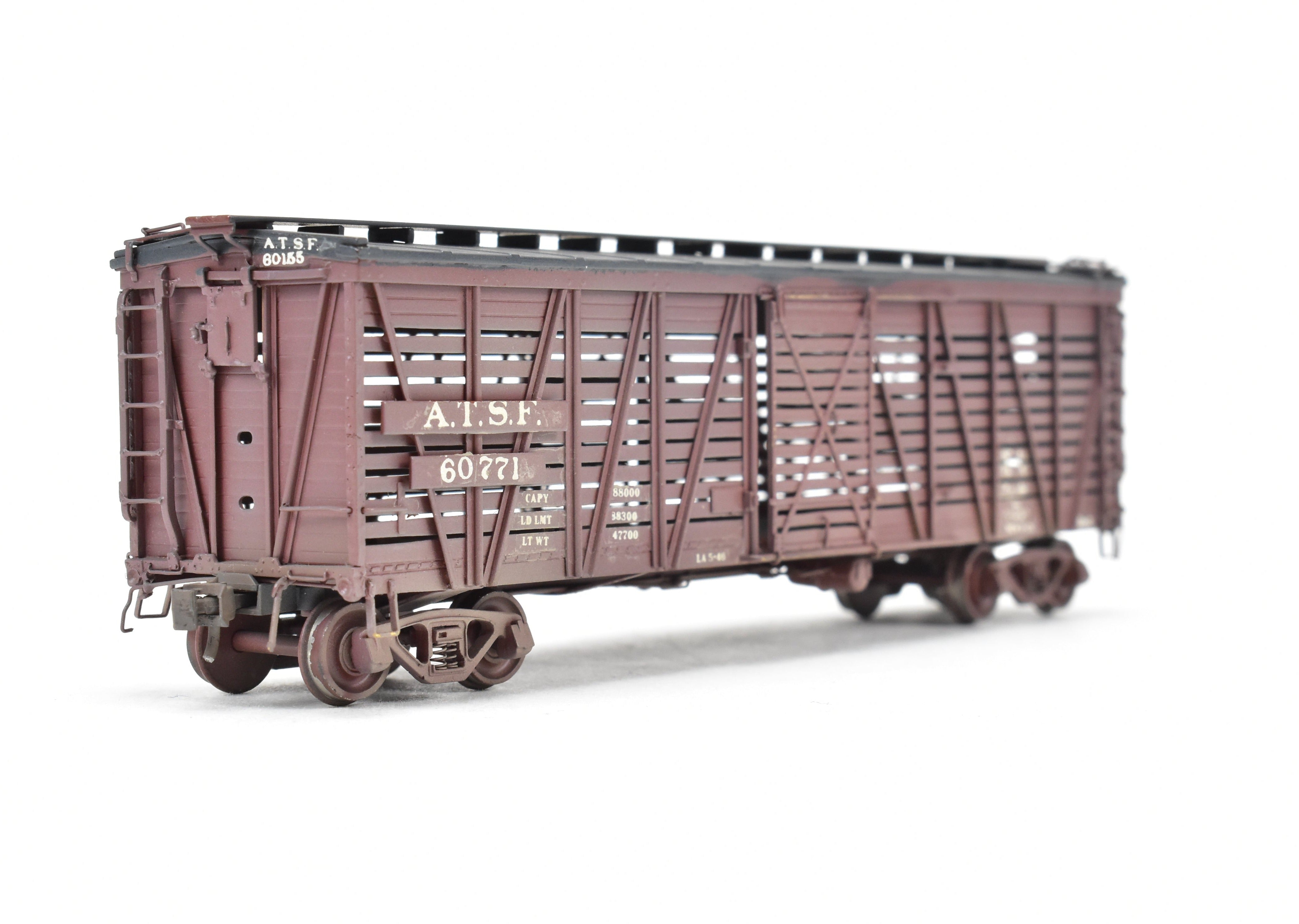 High - Quality HO Scale Brass Pecos River Brass ATSF - Santa Fe SK - U Stock Car Model with Custom - Painted and Weathered Reboxx Packaging