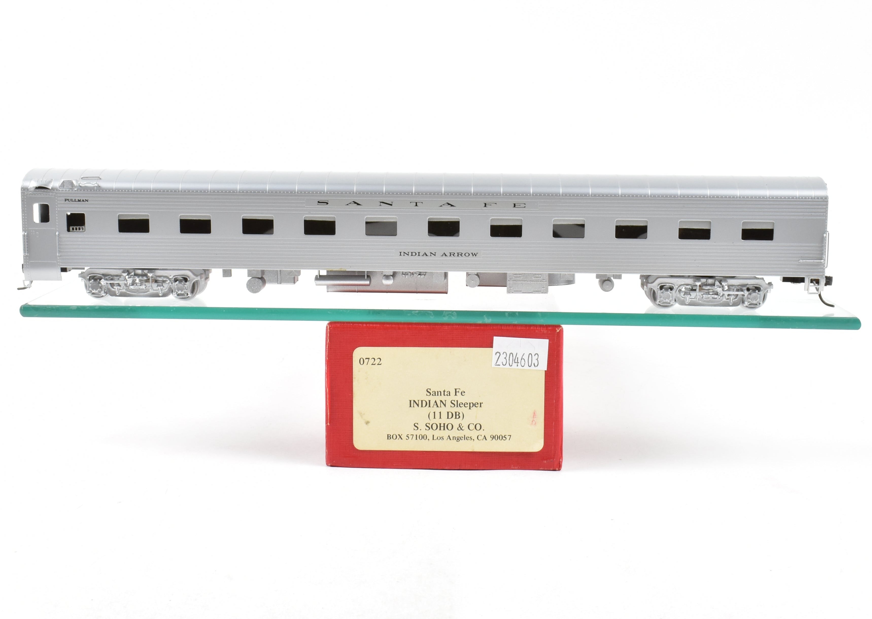 HO Scale Brass Model Train - Soho ATSF Santa Fe Indian Series 11 DB Sleeper with Custom Finished Indian Arrow Design