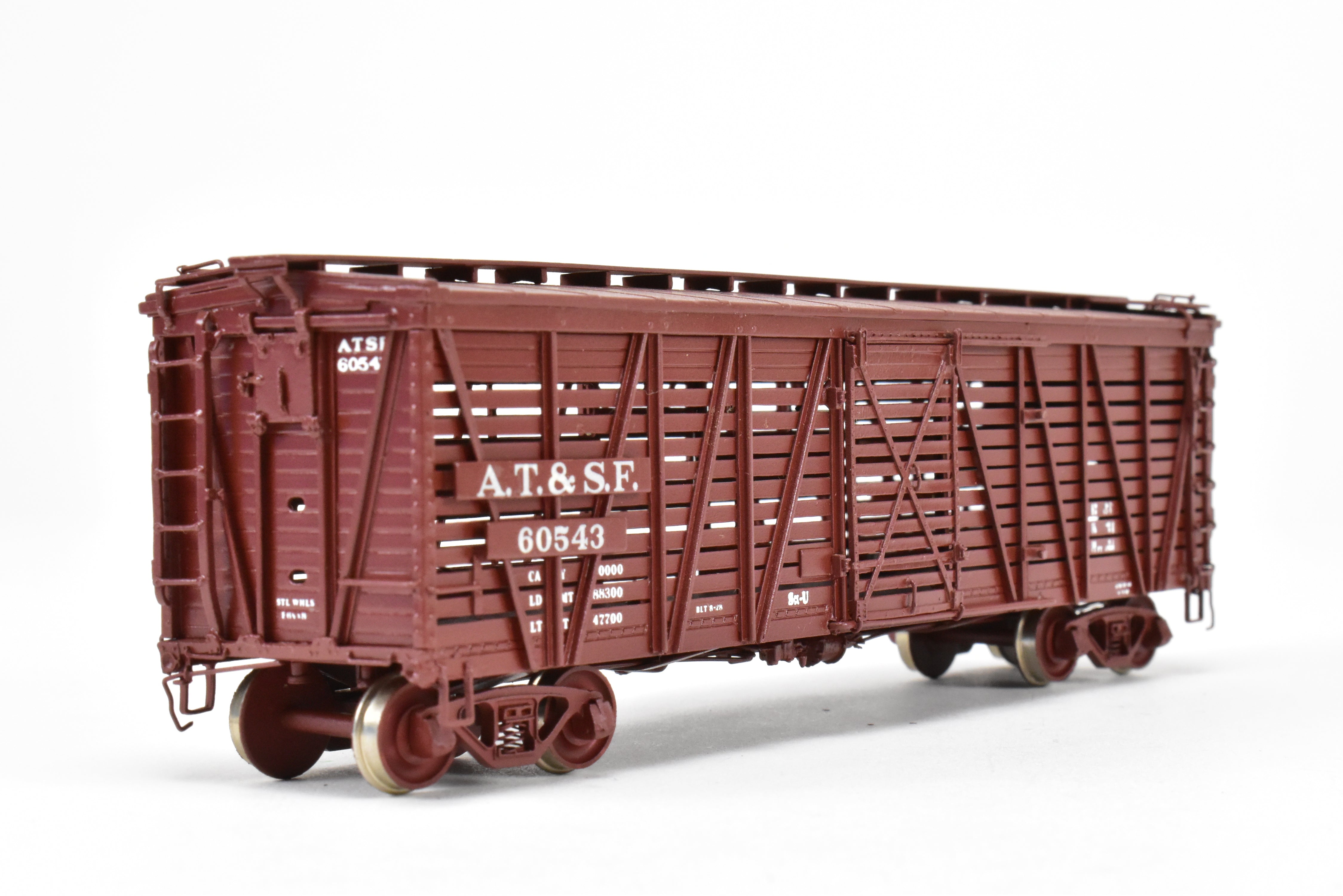 High - Quality HO Scale Brass Santa Fe SK - U Stock Car Model No. 60543 by Pecos River Brass for ATSF