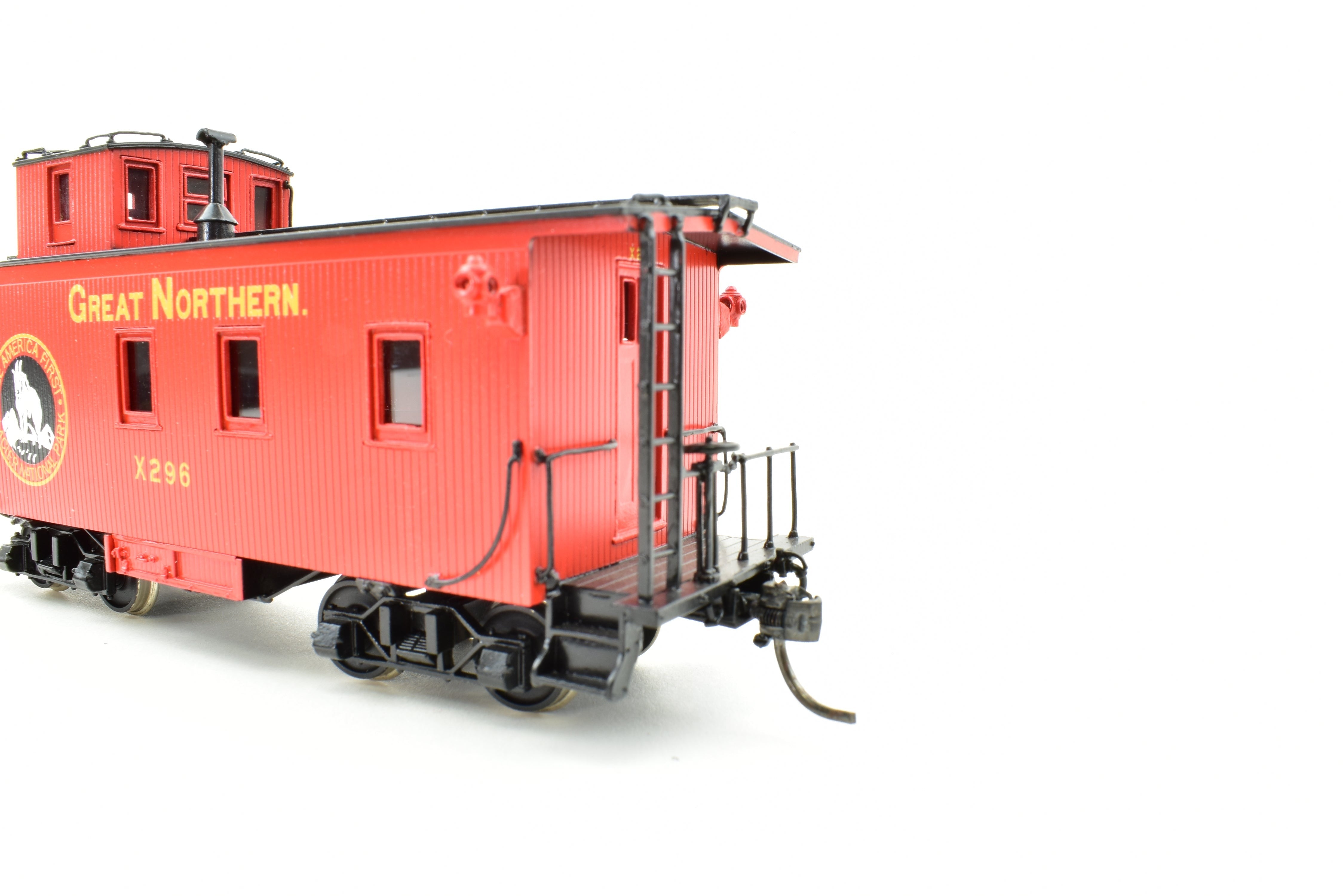 HO Scale Brass Model Train NBL - North Bank Line GN - Great Northern 25 - Foot Truss Rod Caboose FP Number X296