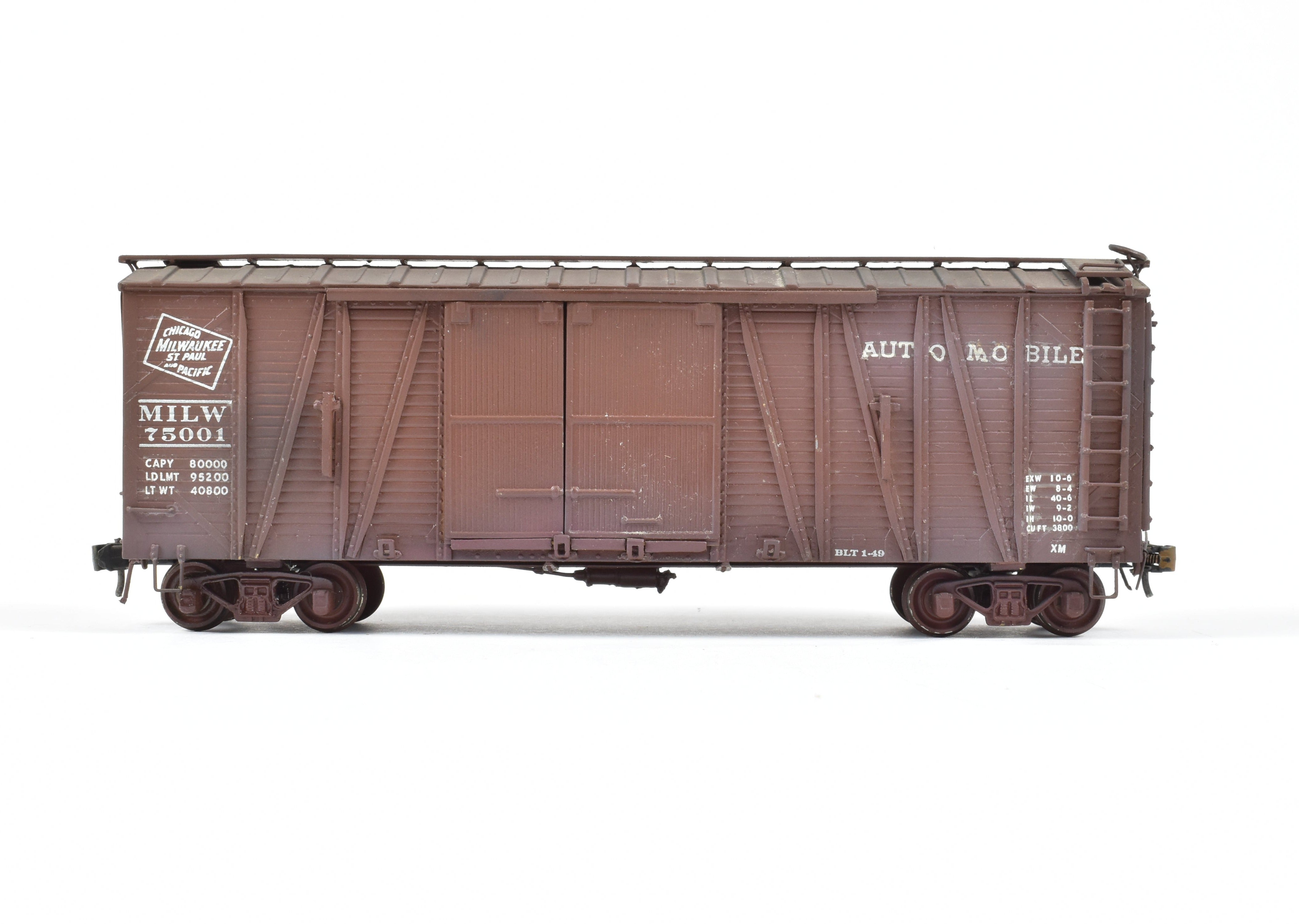 Custom Painted HO Brass Oriental Limited MILW - Milwaukee Road Automobile Box Car