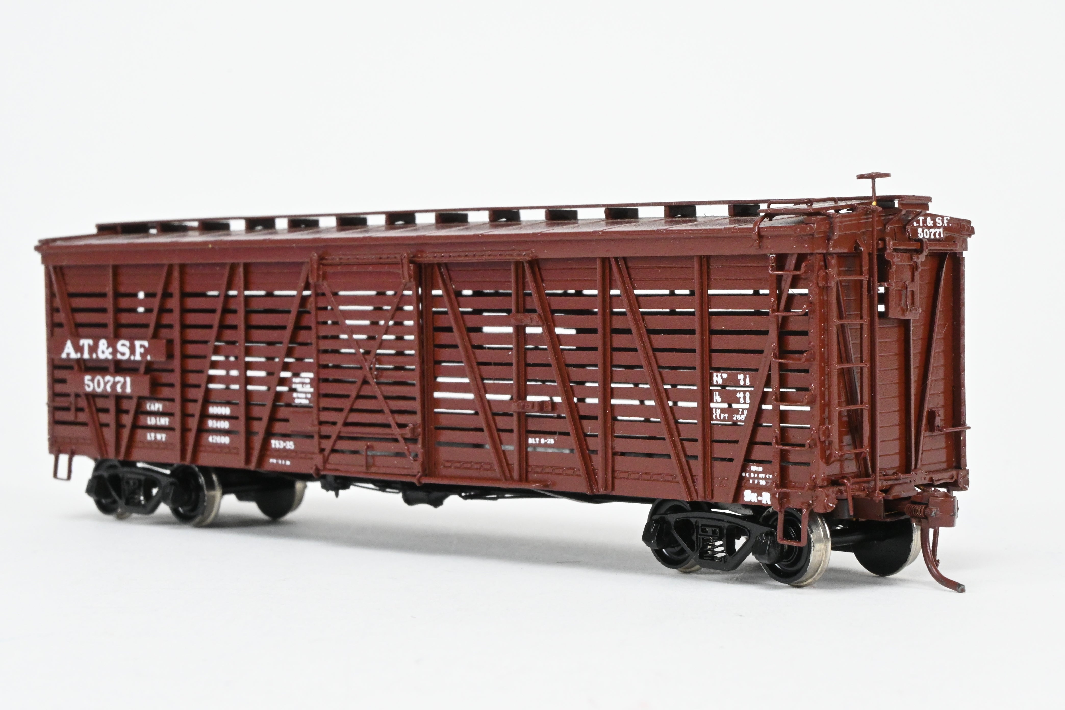 HO Scale Brass ATSF - Santa Fe Sk-R Stock Car No. 60771 Custom Painted