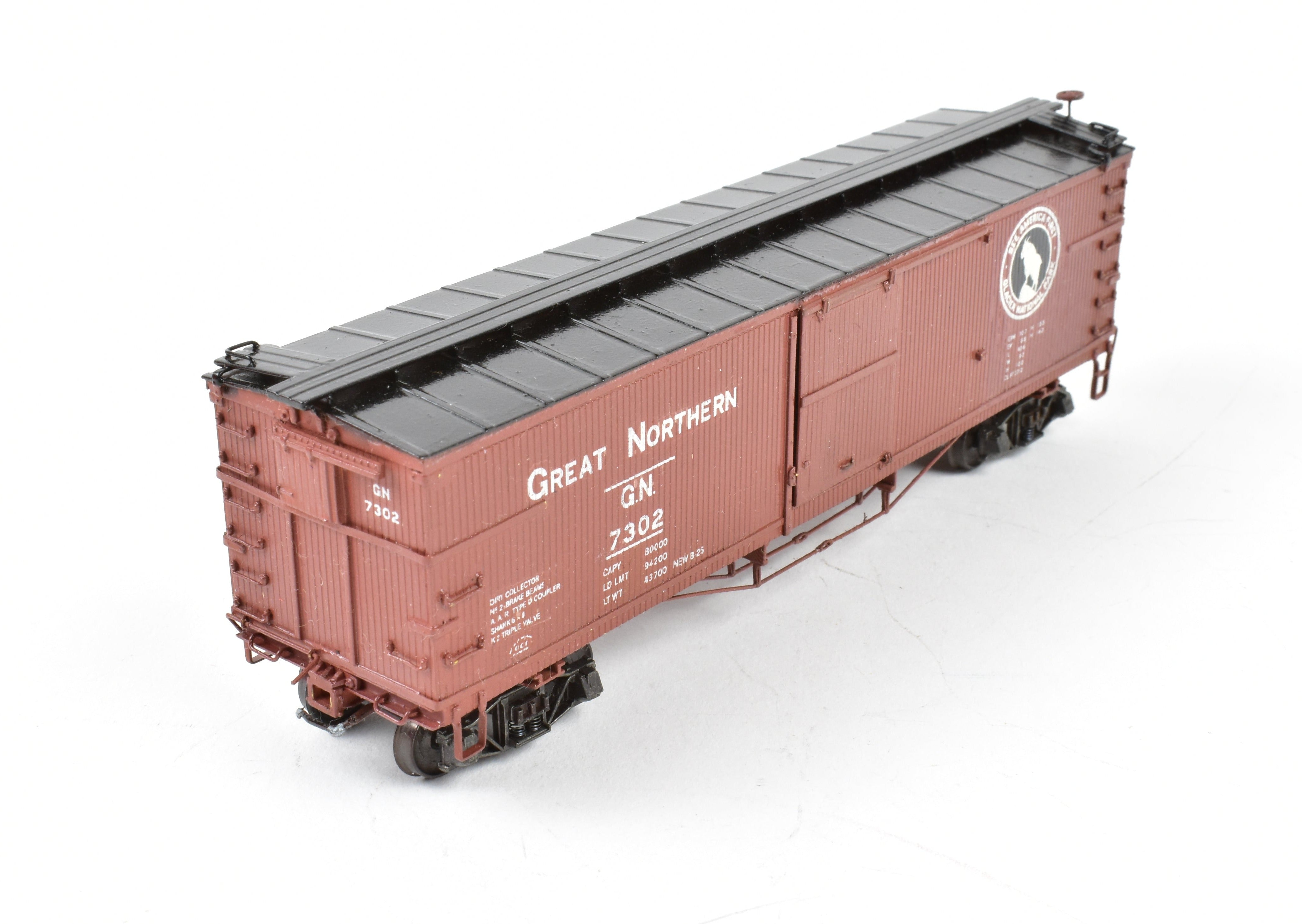 HO Scale Brass Nickel Plate Products (NPP) Great Northern (GN) 40-Foot Boxcar with AB Brake System, Custom Painted Model No. 7302