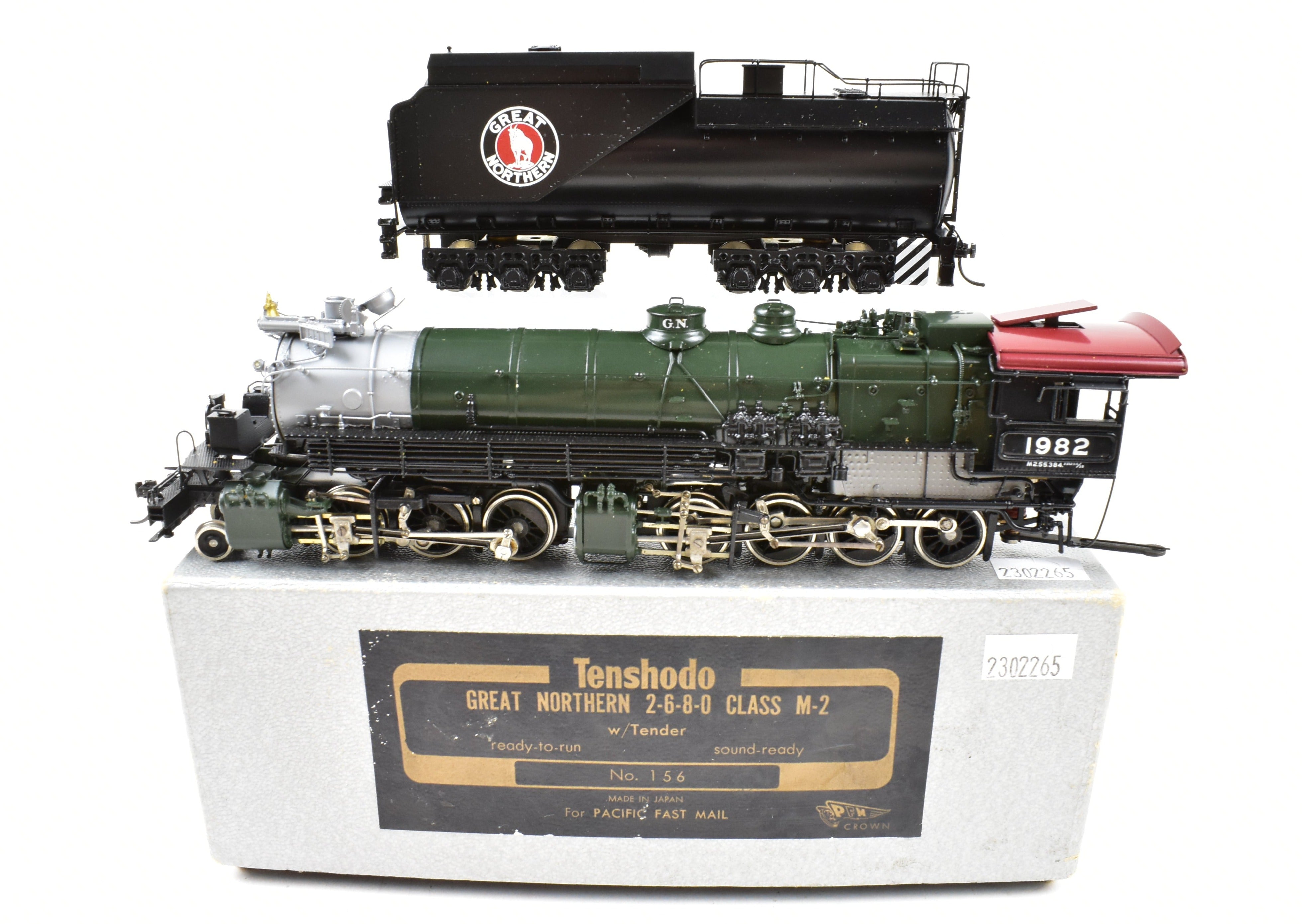 HO Scale Brass PFM - Tenshodo GN Model Train - Great Northern 2-6-8-0 Class M-2 Locomotive from 1973 Run