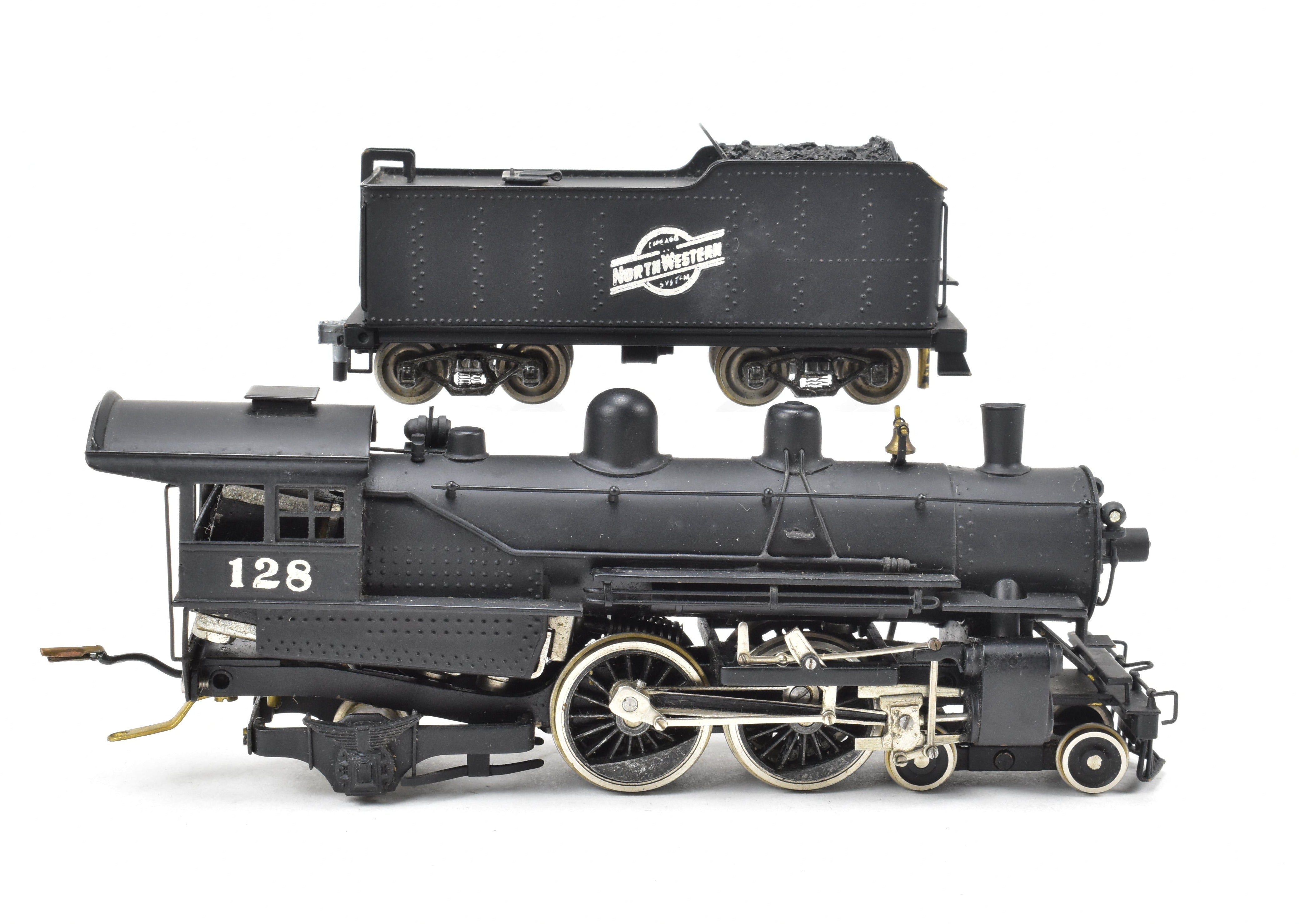 High - Quality HO Scale Brass Pacific Fast Mail (PFM) Model - Tenshodo Chicago & Northwestern Class D 4 - 4 - 2 Atlantic Steam Locomotive, Factory - Painted, No. 128
