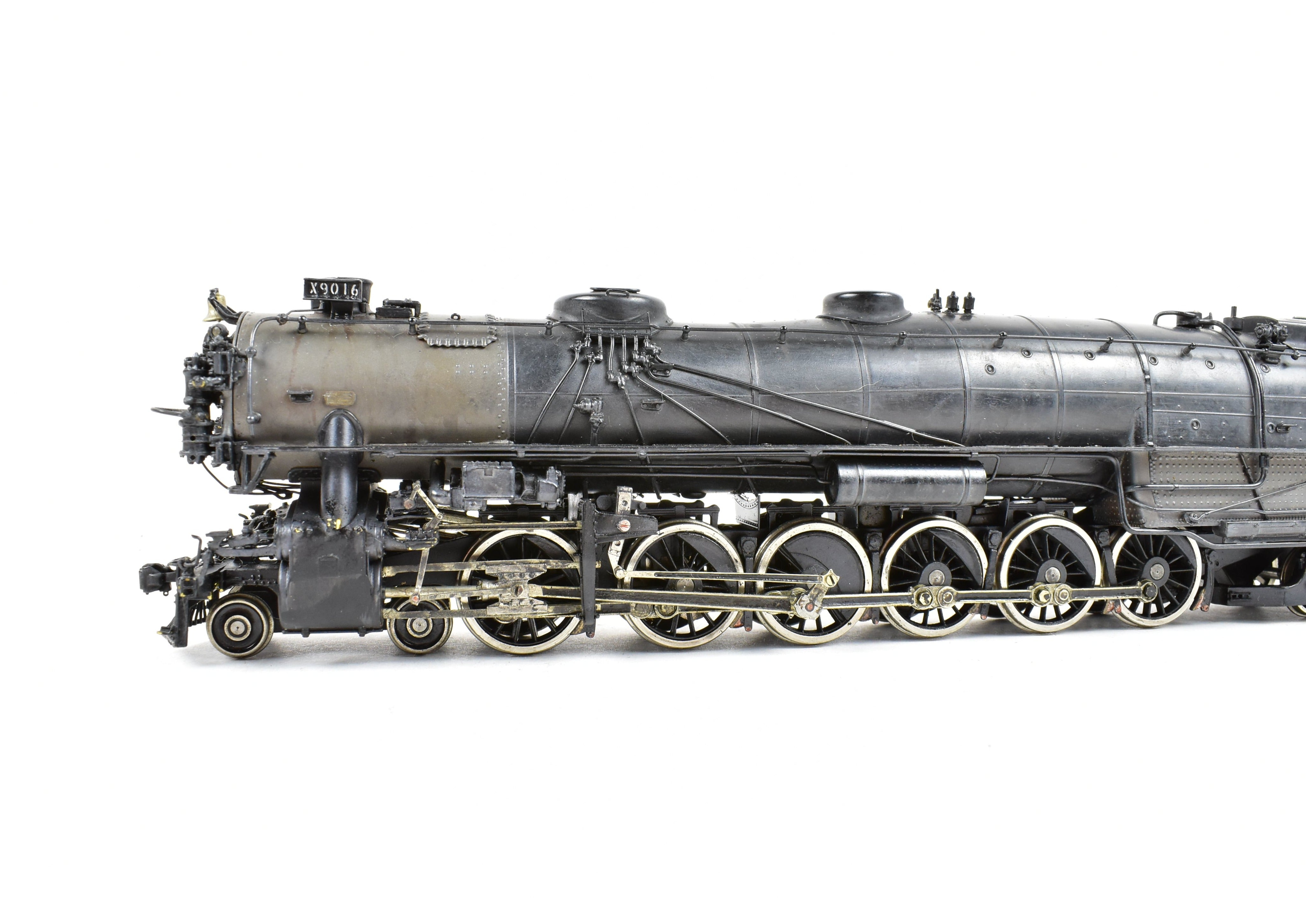 HO Scale Brass Key Imports Union Pacific 4-12-2 Standard Steam Locomotive of the 9000 Series, Specifically Standard Niners #9016 with Light Weathering Effect