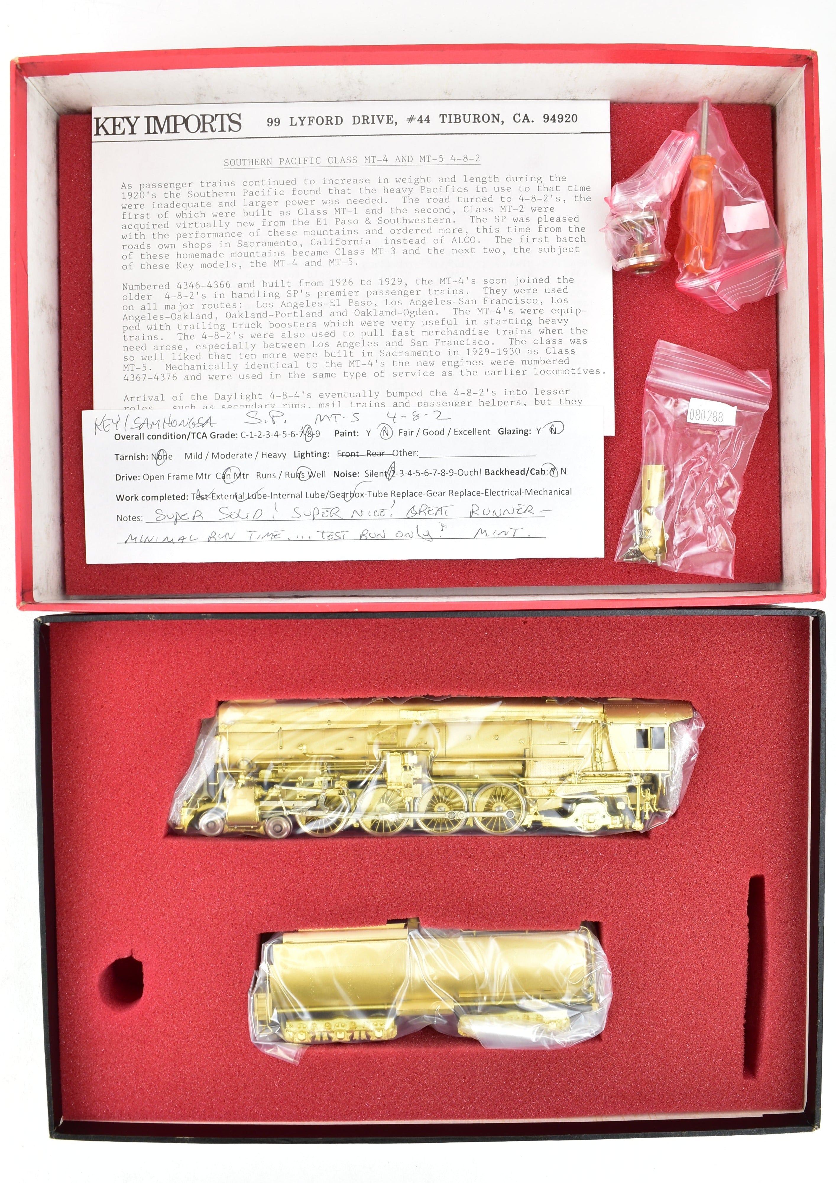 HO Scale Brass Southern Pacific MT - 5 4 - 8 - 2 Streamlined Mountain Model by Key Imports