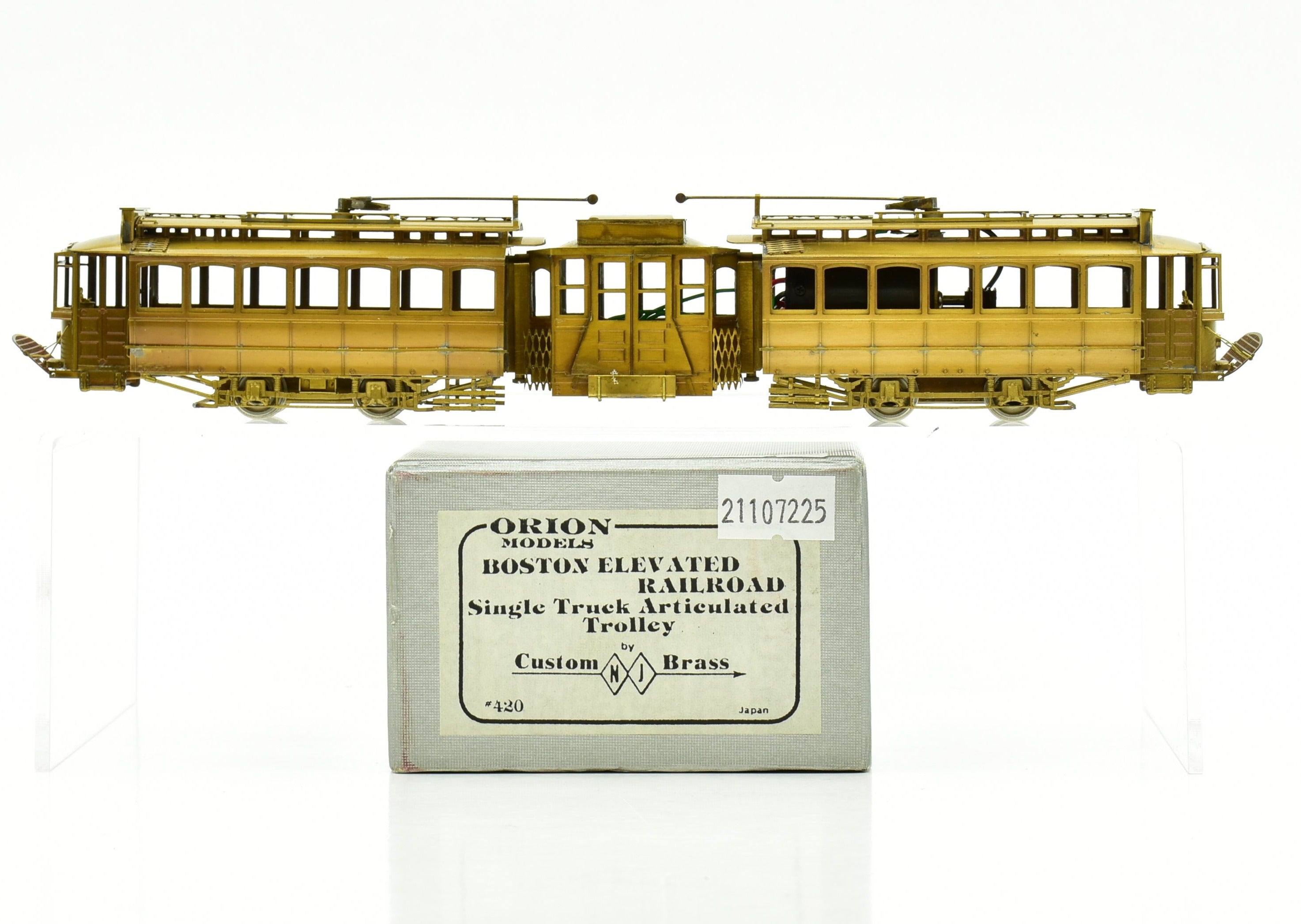 Rare HO Scale Custom Brass Single Truck Articulated Trolley of Boston Elevated Railroad