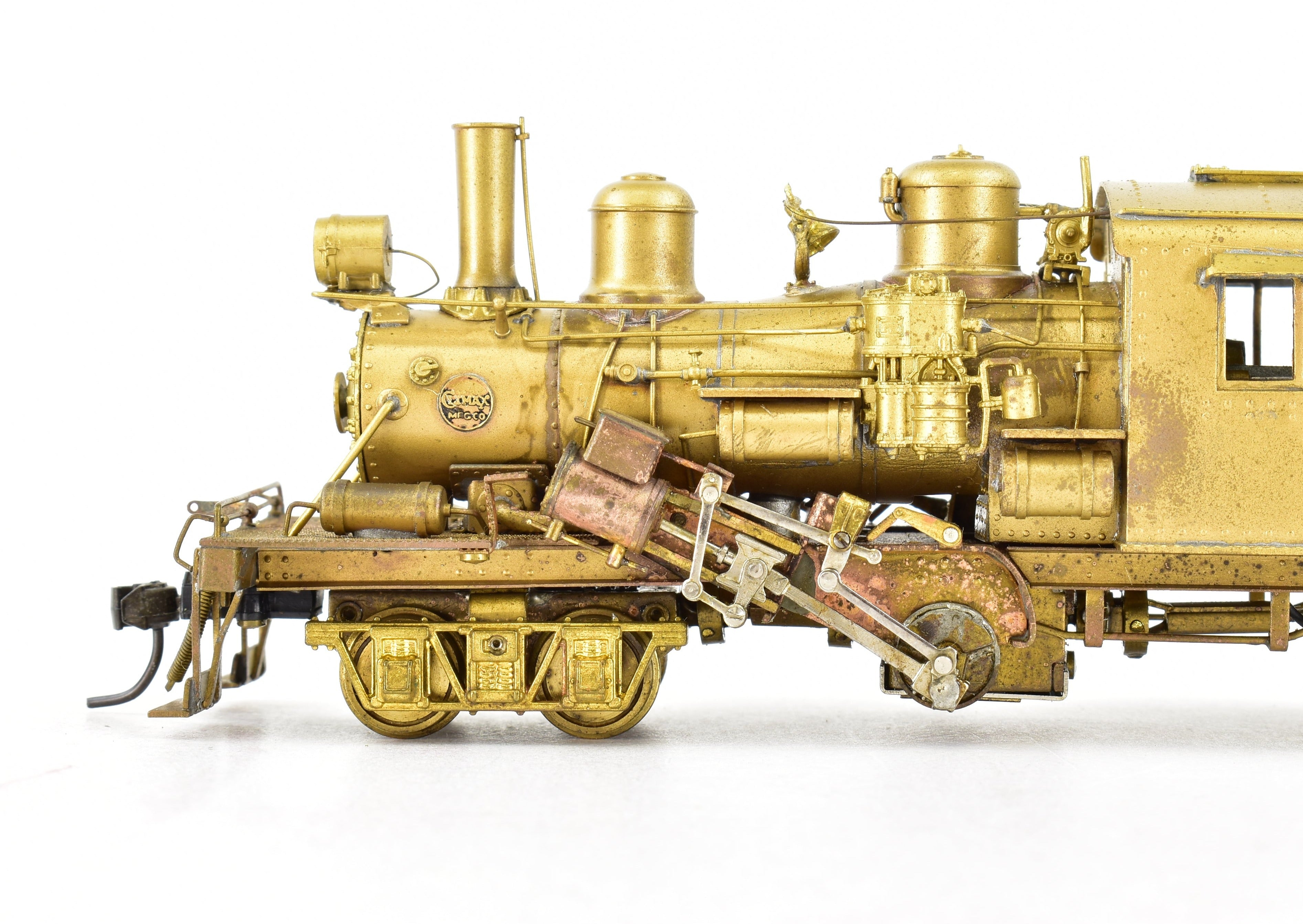 HO Scale Brass PFM - United Model of a 2 - Truck Logging Climax Geared Locomotive with an Additional Non - Geared Tender
