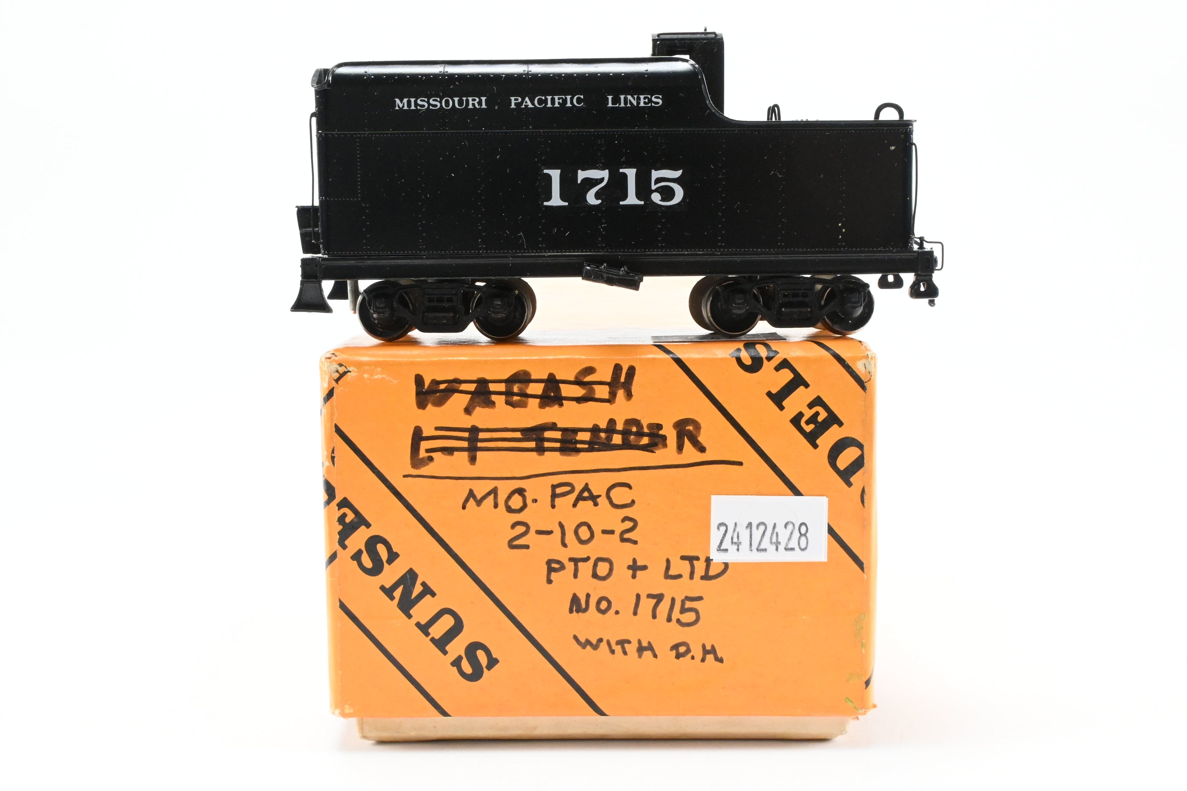 HO Scale Brass Missouri Pacific 2-10-2 Steam Locomotive Tender Model No. 1715 by Sunset Models - Tender Only