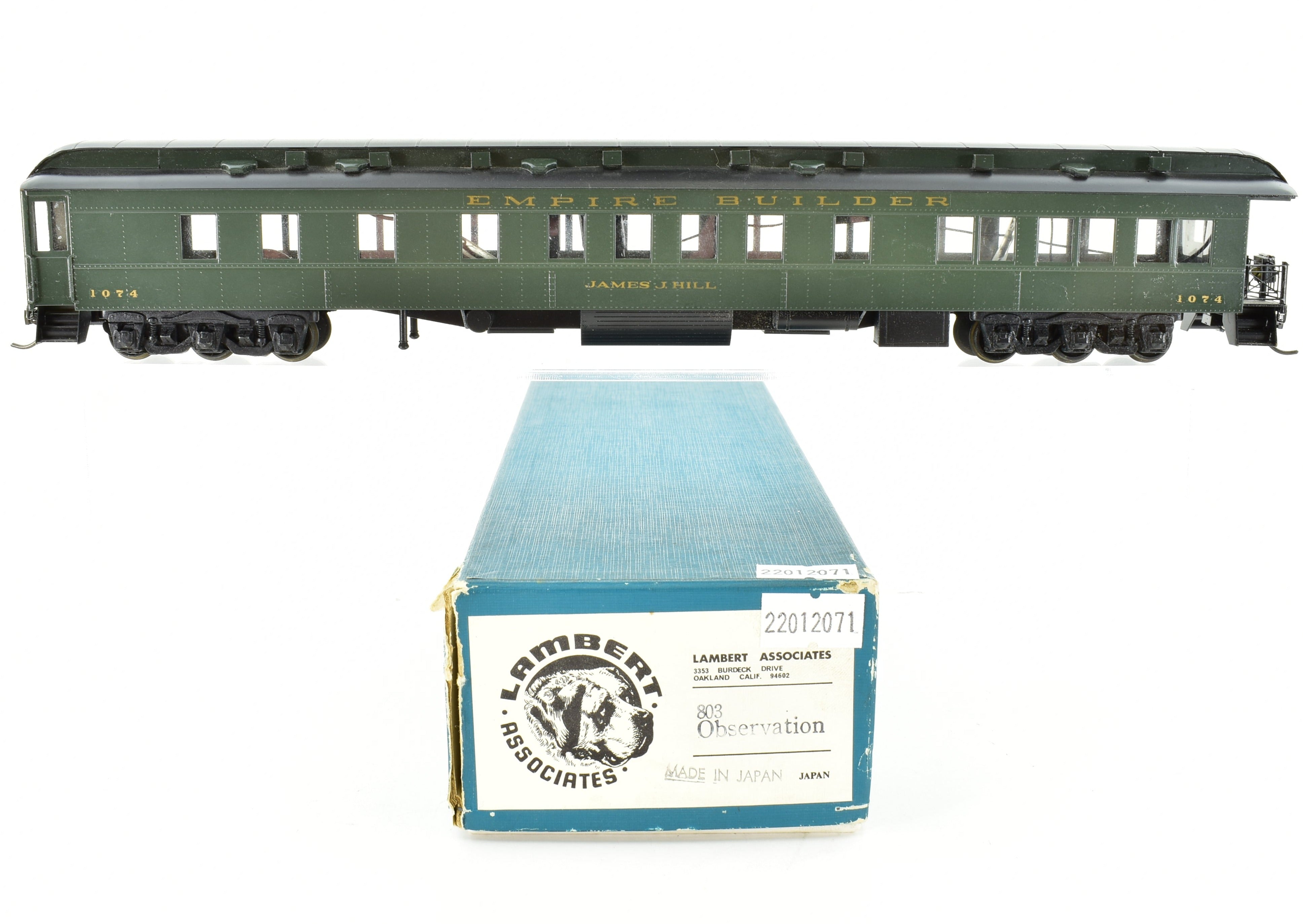 HO Brass Lambert Great Northern Heavyweight Observation Car CP with Central Valley Metal Wheel Trucks