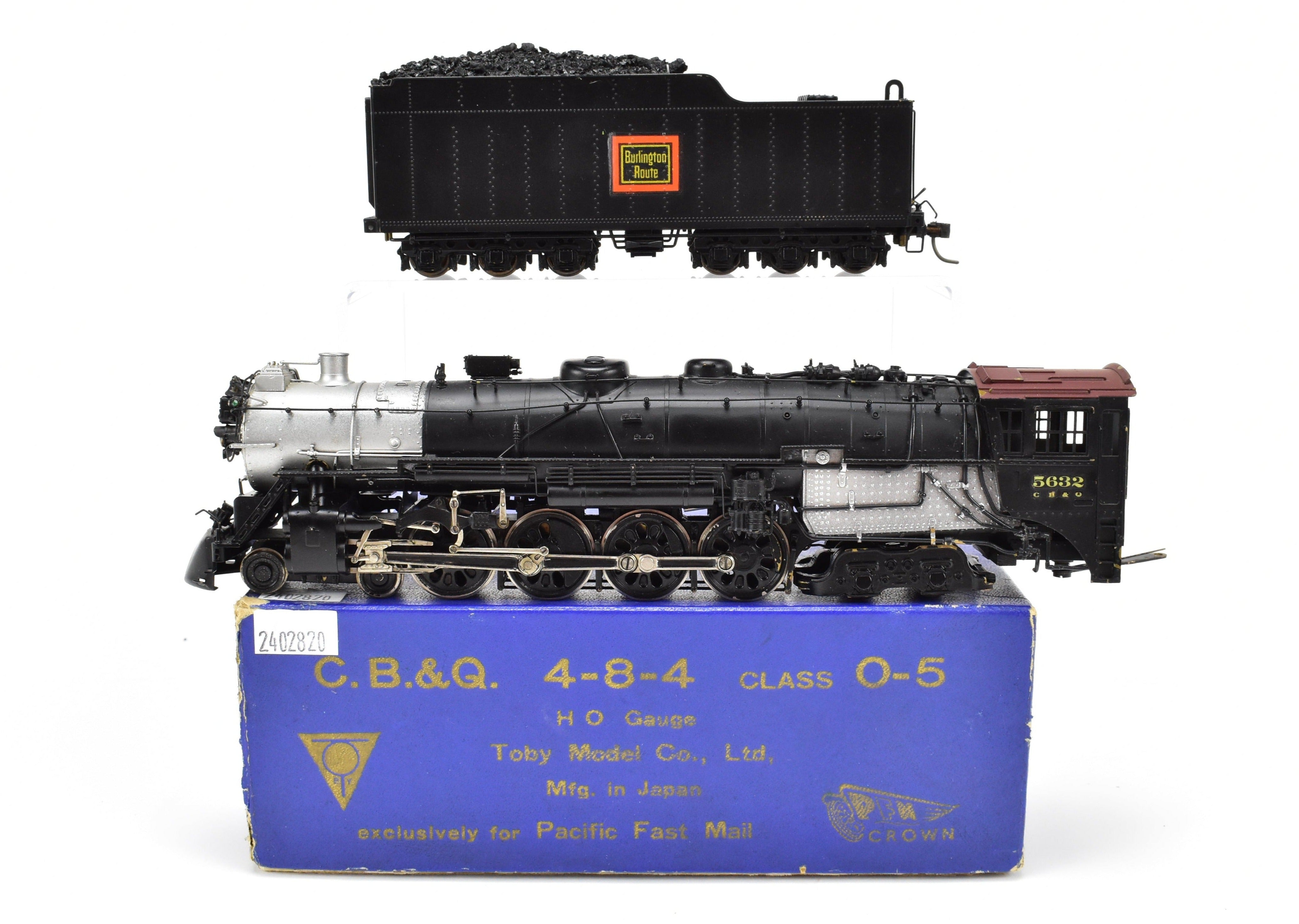 High - Quality HO Scale Brass Pacific Fast Mail Model Train - Toby CB&Q Burlington Route 4 - 8 - 4 Class O - 5, 1961 Run, Crown CP Numbered 5632