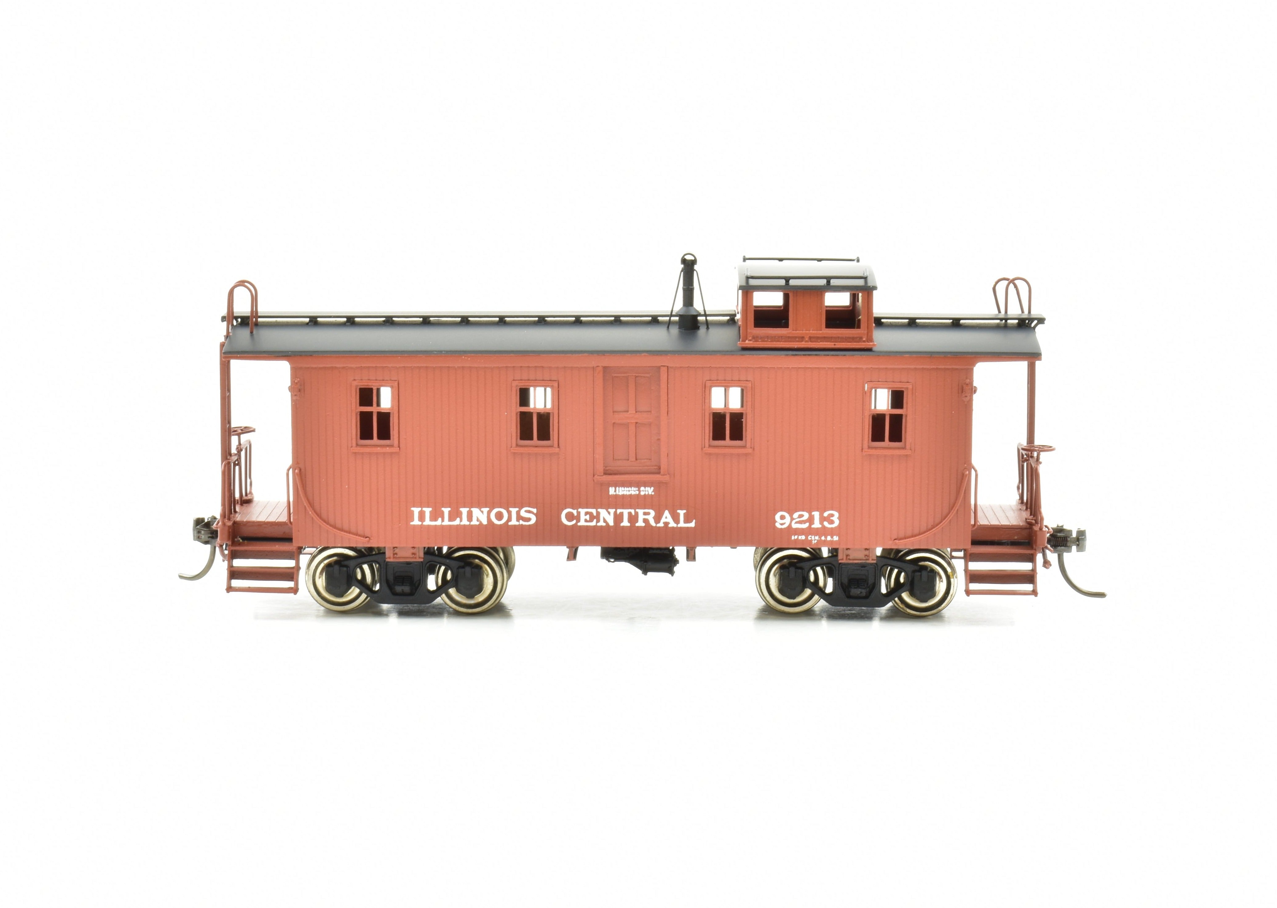 HO Scale Brass Pacific Fast Mail (PFM) SKI Illinois Central Wood Caboose Factory Painted Model Train Car