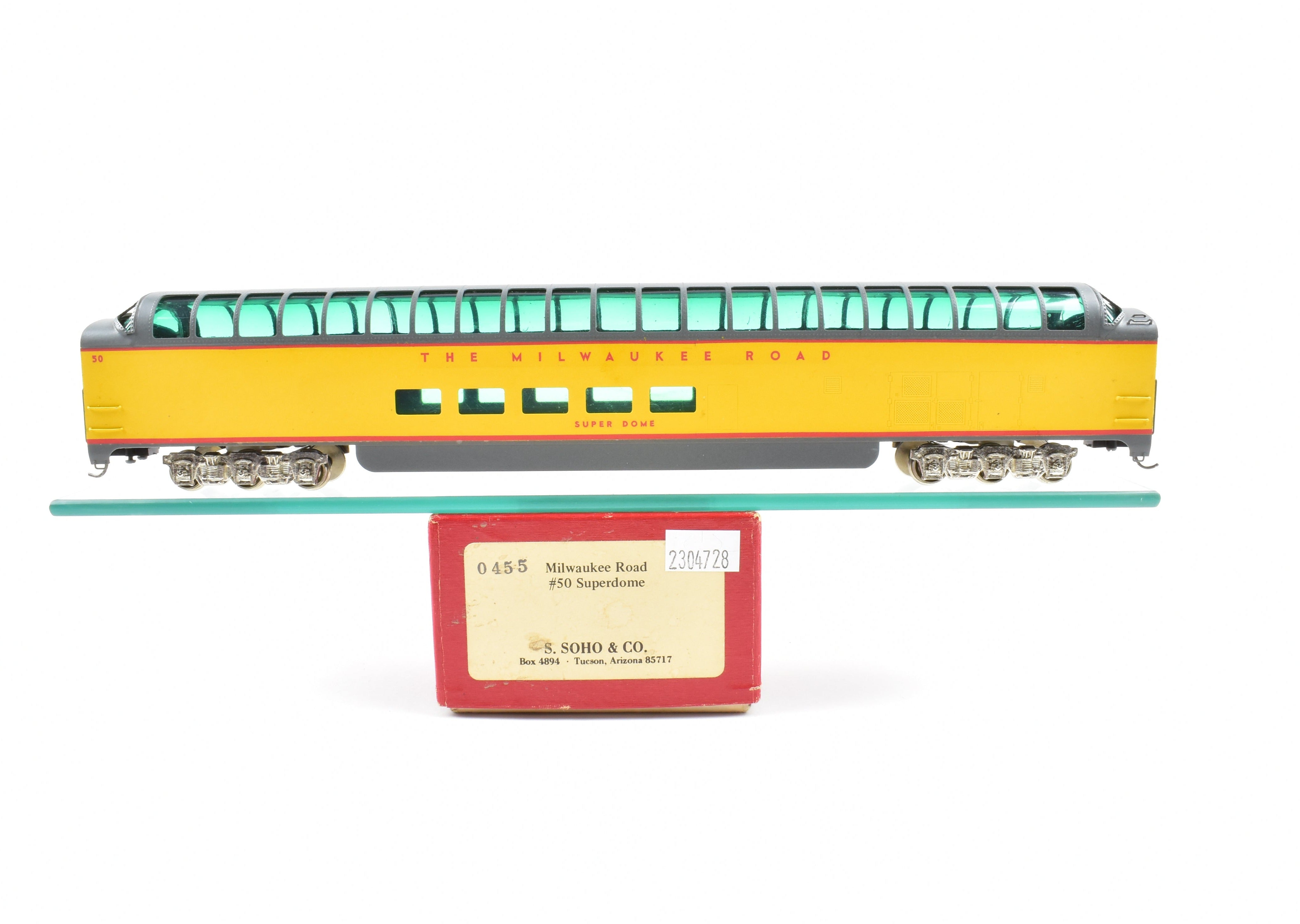 HO Scale Brass Soho Milwaukee Road #50 Super Dome Model with Tinted Glazing