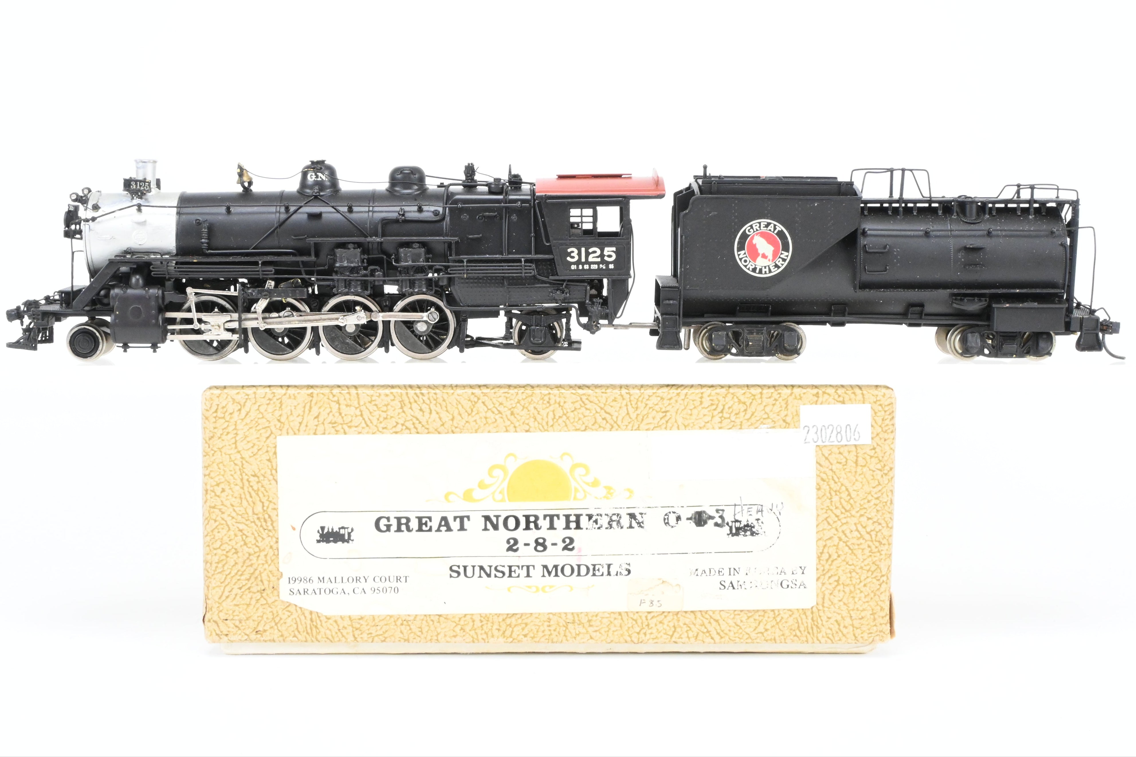 HO Brass Sunset Models GN Great Northern 2-8-2 Class O-1 Custom Painted Locomotive No. 3125