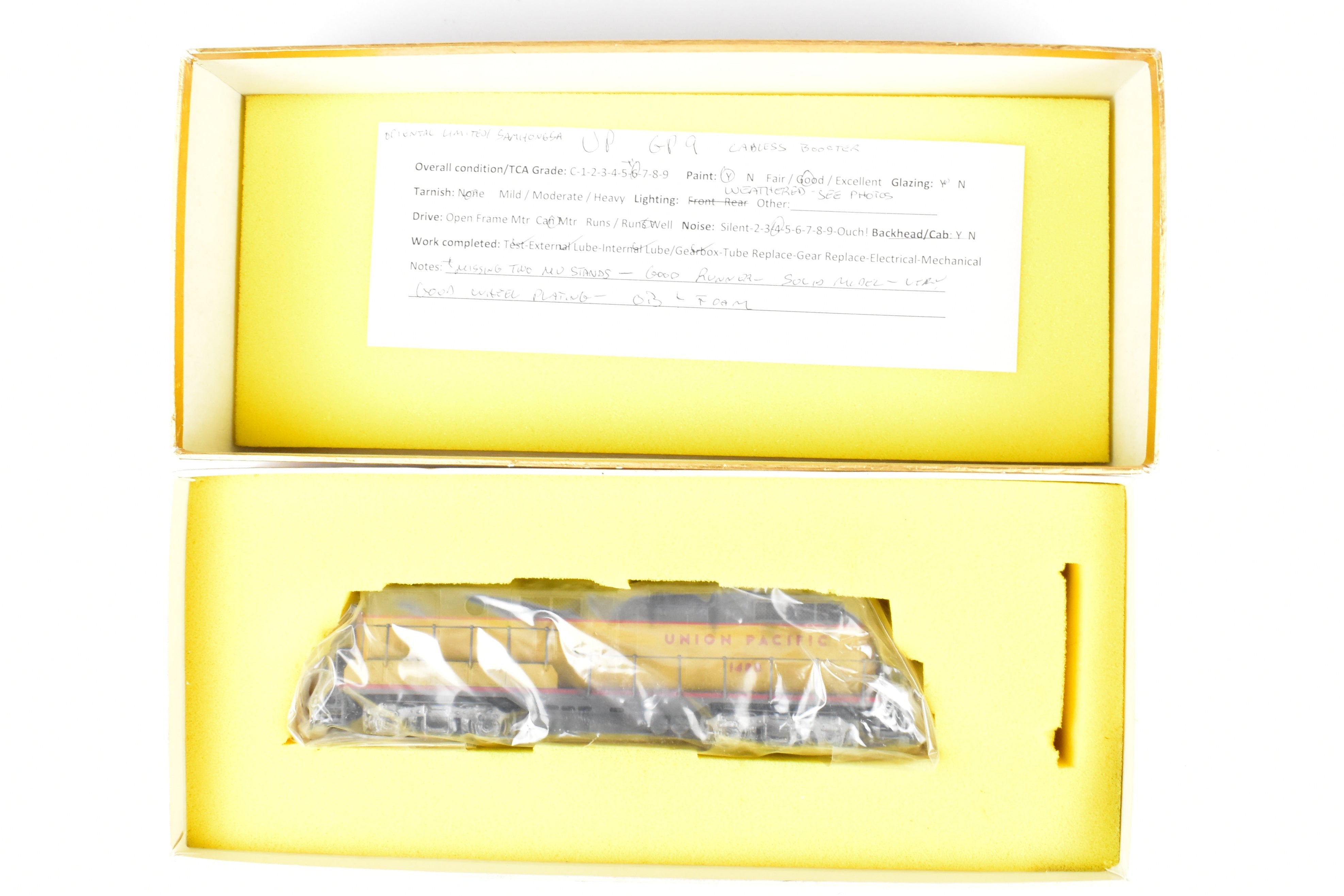 HO Brass Oriental Limited Union Pacific EMD GP9 1750 HP Weathered Cabless B-Unit #148B
