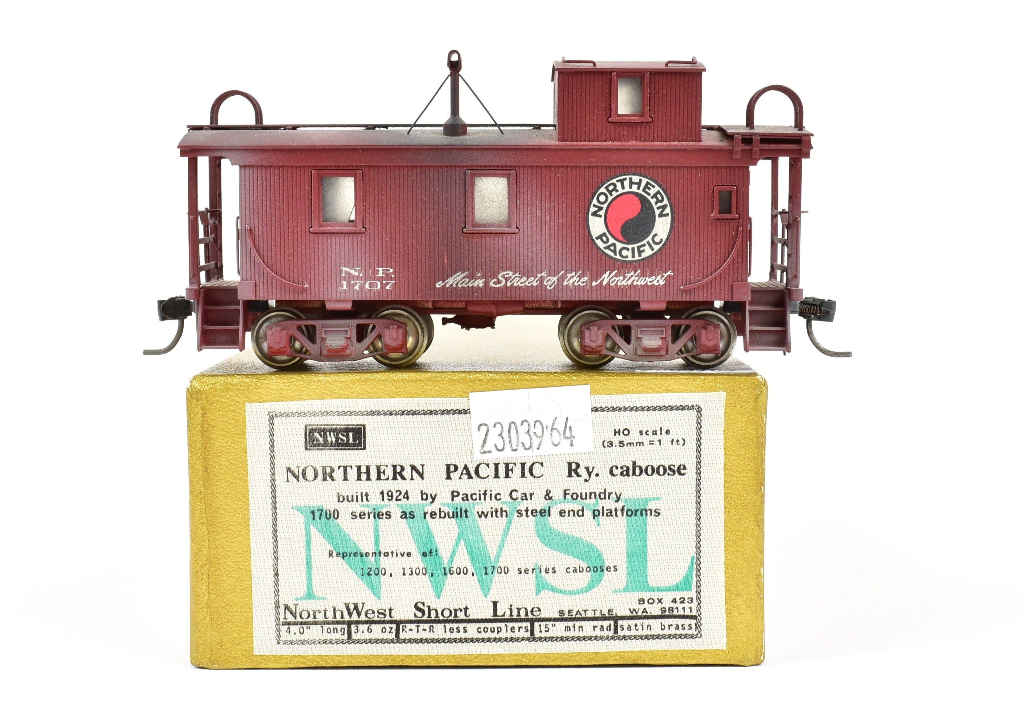 Custom Painted HO Brass NWSL - Northwest Short Line NP - Northern Pacific Wood Caboose