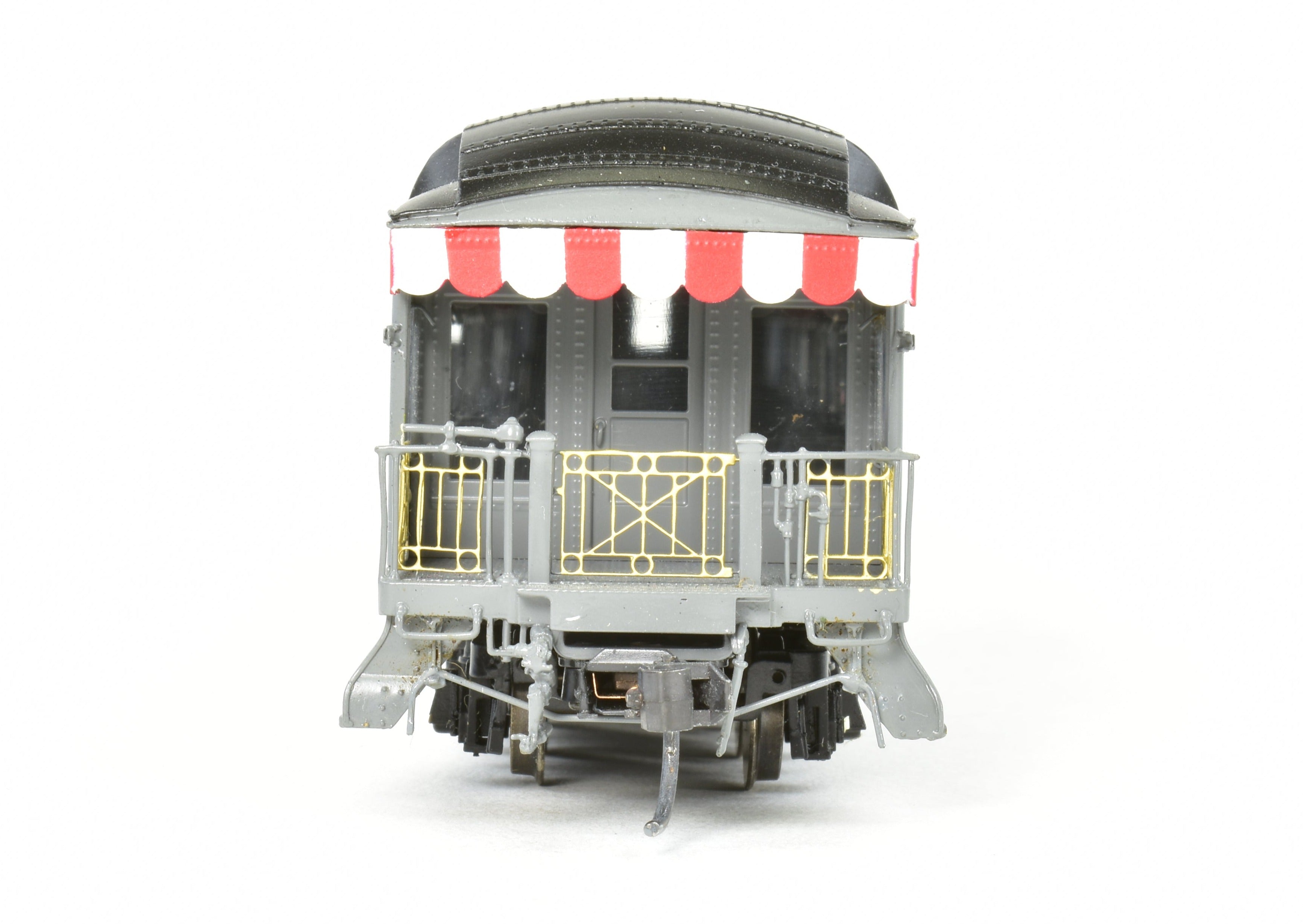 HO Scale Brass Model of Pecos River Brass ATSF - Santa Fe 80 - Foot Cafe Observation Car #1514 in Two - Tone Grey Finish for Model Train Enthusiasts