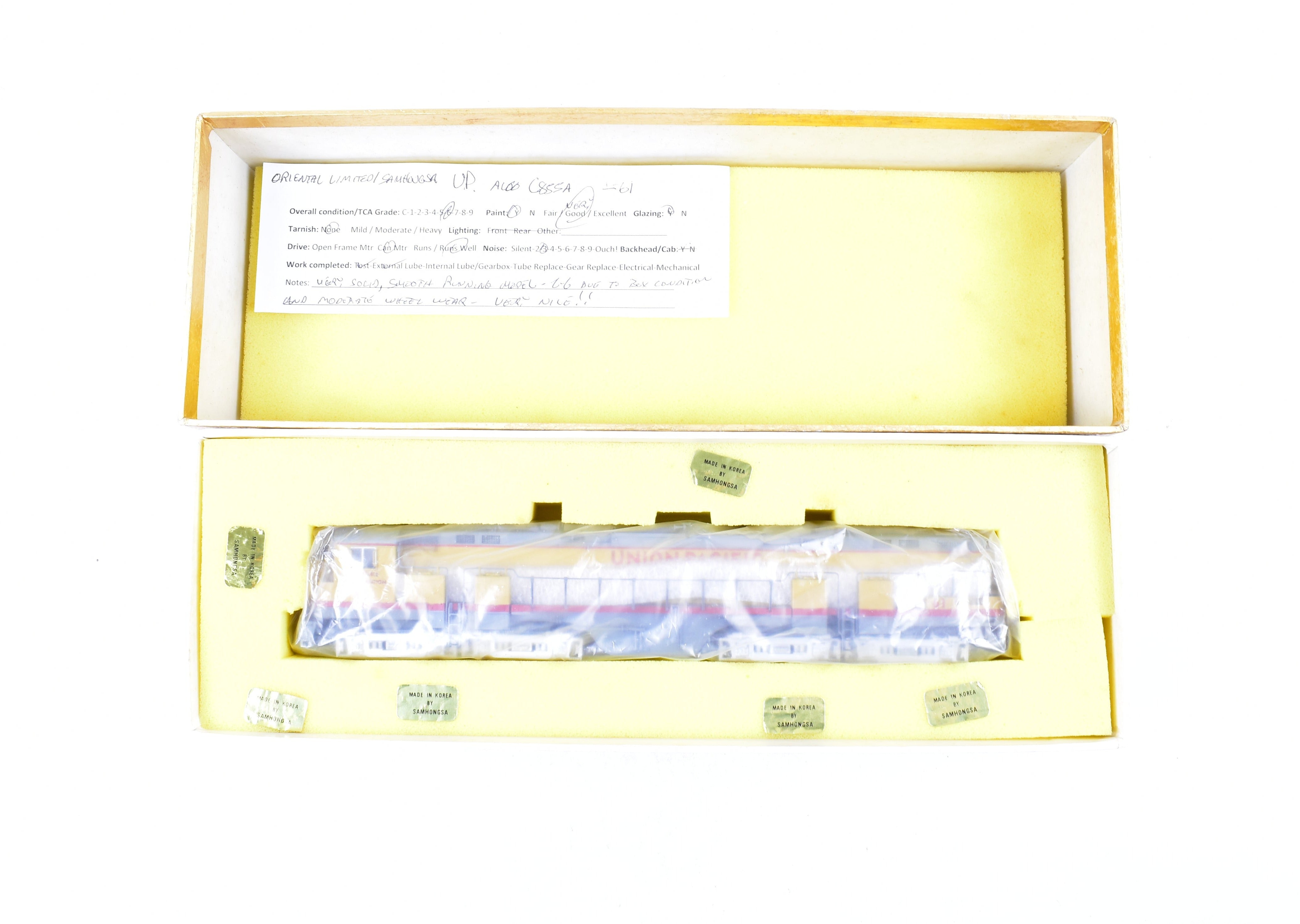High - Quality HO Scale Brass Oriental Limited Union Pacific Alco C855 A/B/A Set with Custom Painting and Excellent Condition