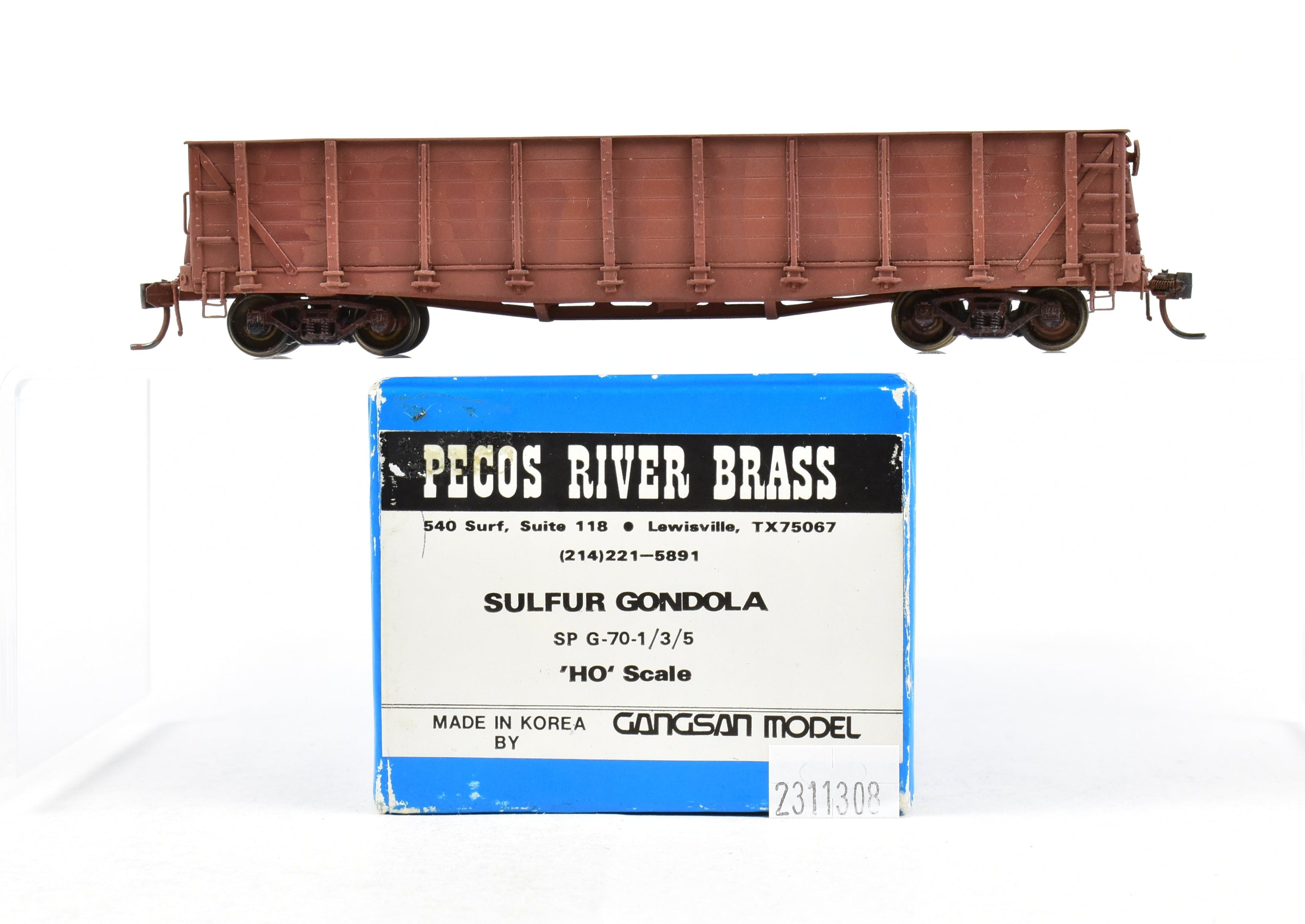 HO Scale Brass Model of Southern Pacific G-70-1/3/5 Sulfur Gondola by Pecos River Brass without Lettering