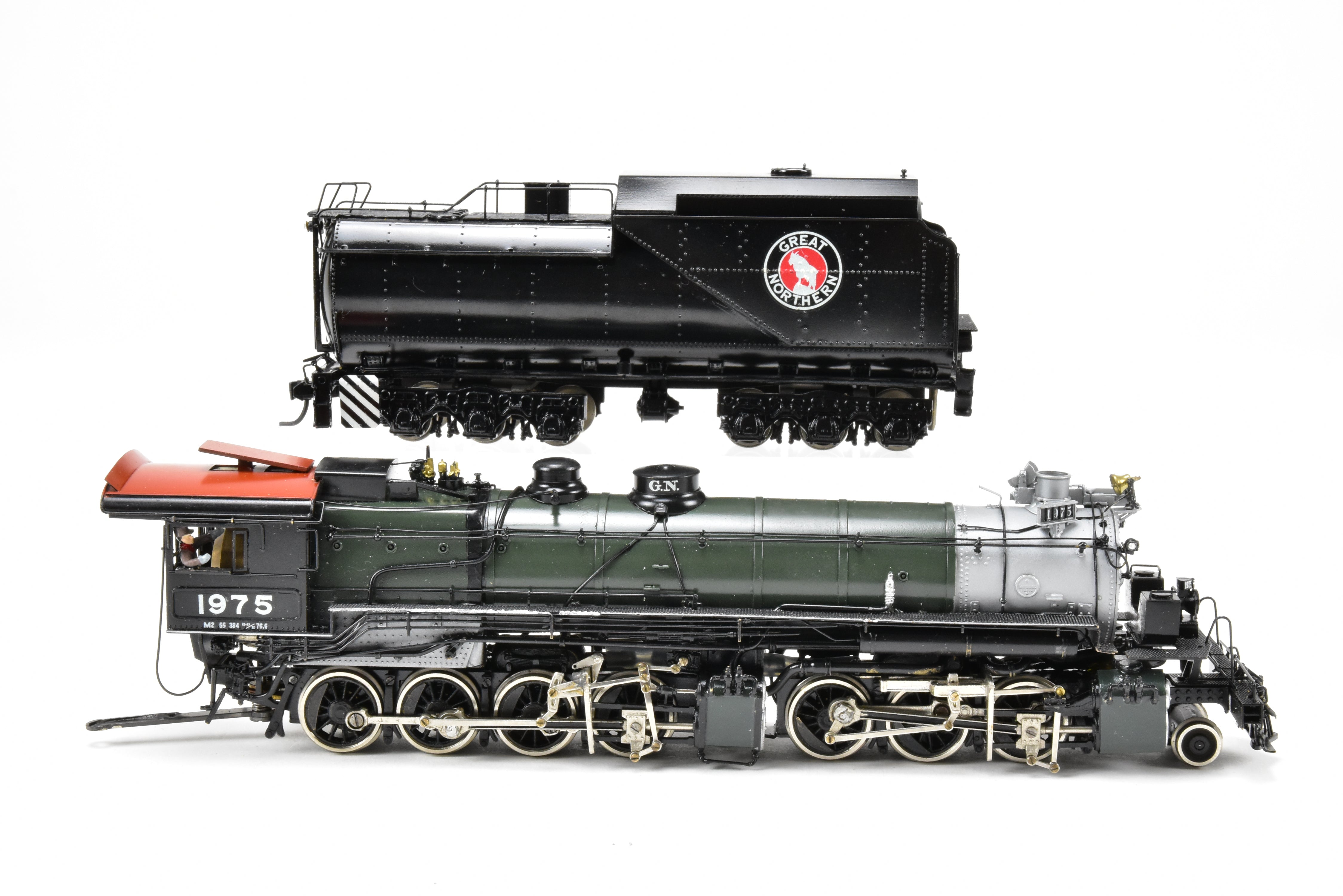 HO Scale Brass PFM - Tenshodo GN - Great Northern 2-6-8-0 Class M-2 Model Locomotive 1964 Run with Can Motor Upgrade and Professional Paint Job No. 1975