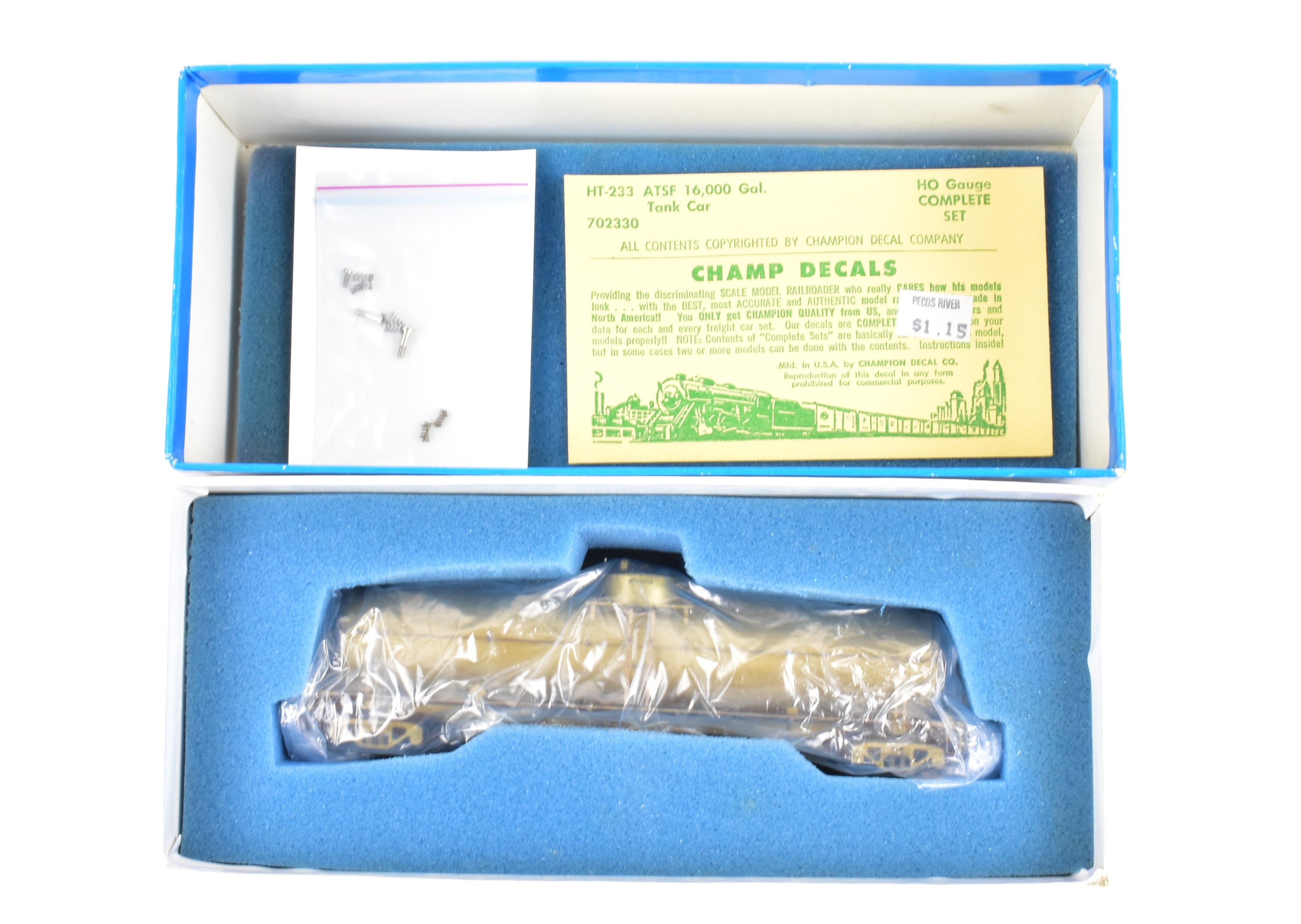 1989 HO Brass ATSF - Santa Fe Tk - M Tank Car by Pecos River Brass