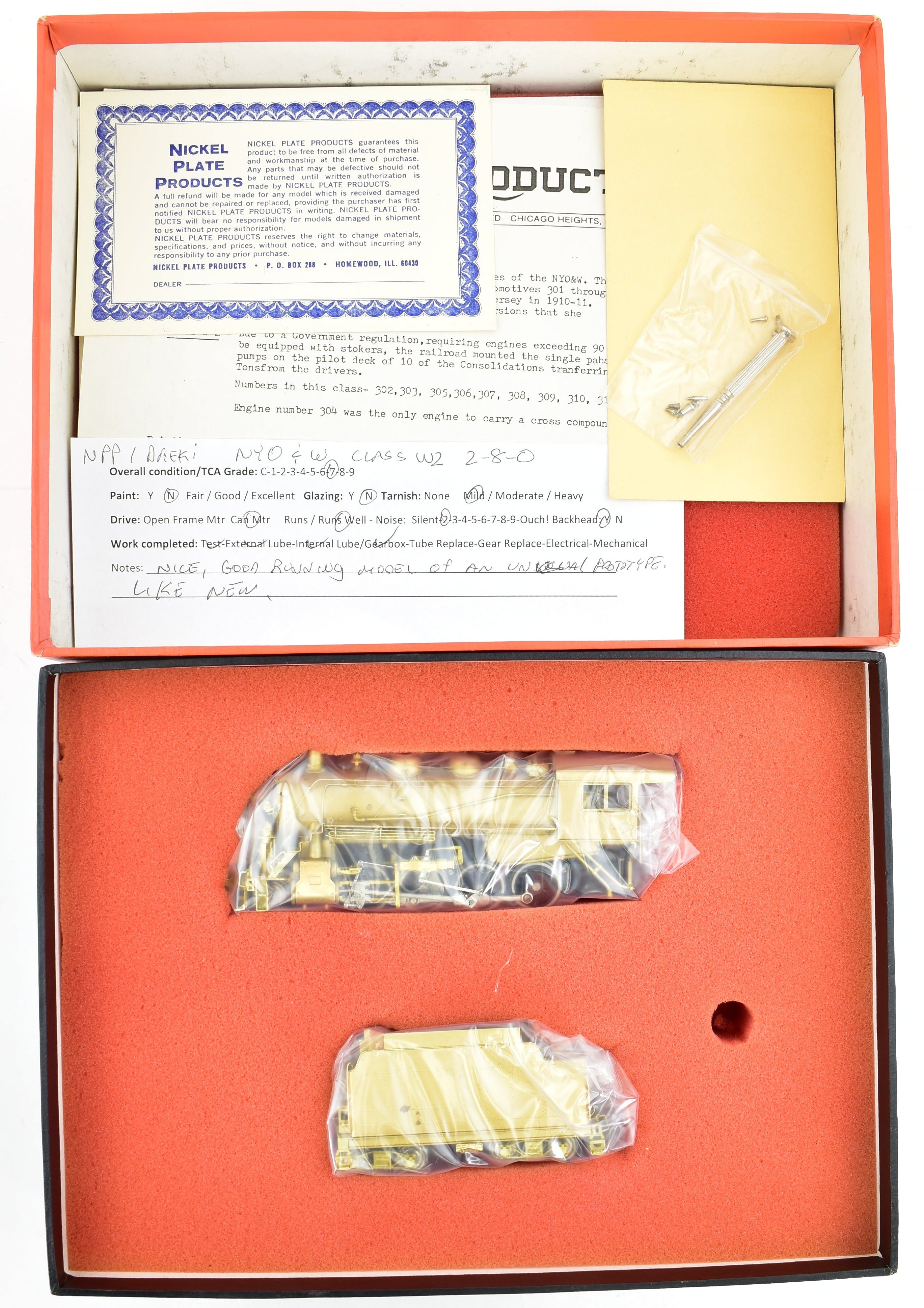 HO Scale Brass NPP NYO&W Class W-2 2-8-0 with Front-Mounted Air Pumps