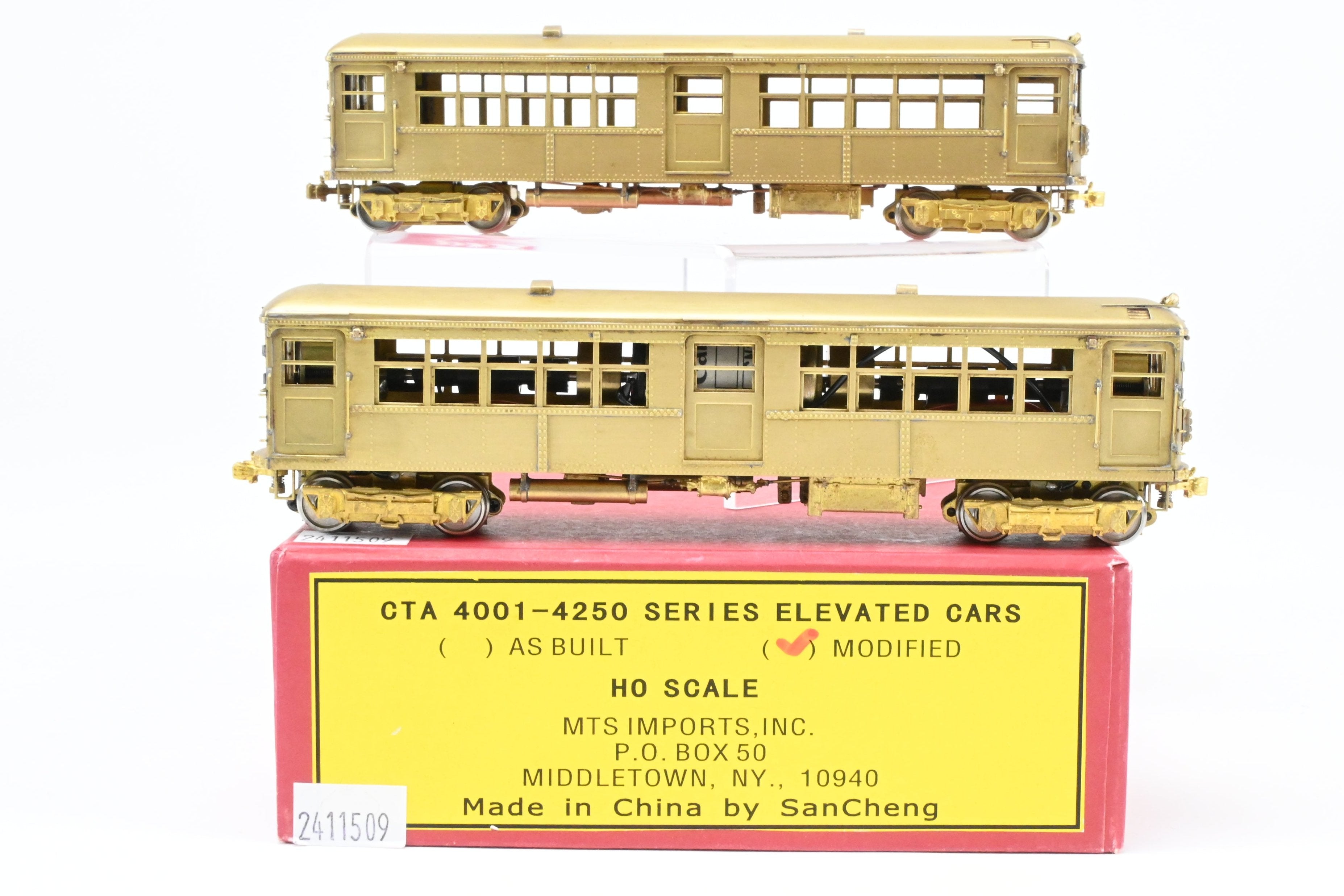 HO Scale Brass Model Train Set - MTS Imports CTA Chicago Transit Authority Modified 4001 - 4250 Series Elevated Cars Two - Car Set
