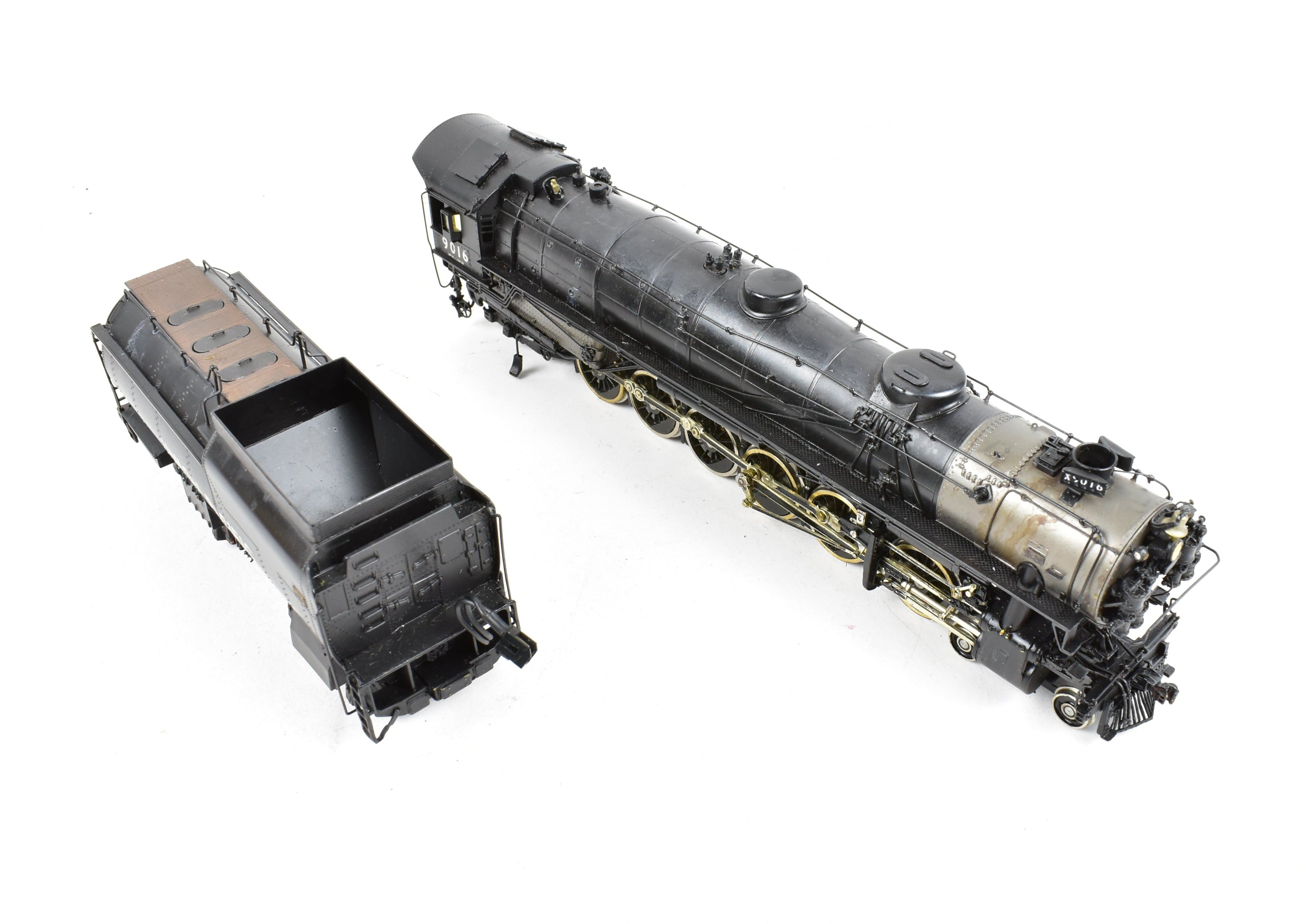 HO Scale Brass Key Imports Union Pacific 4-12-2 Standard Steam Locomotive of the 9000 Series, Specifically Standard Niners #9016 with Light Weathering Effect