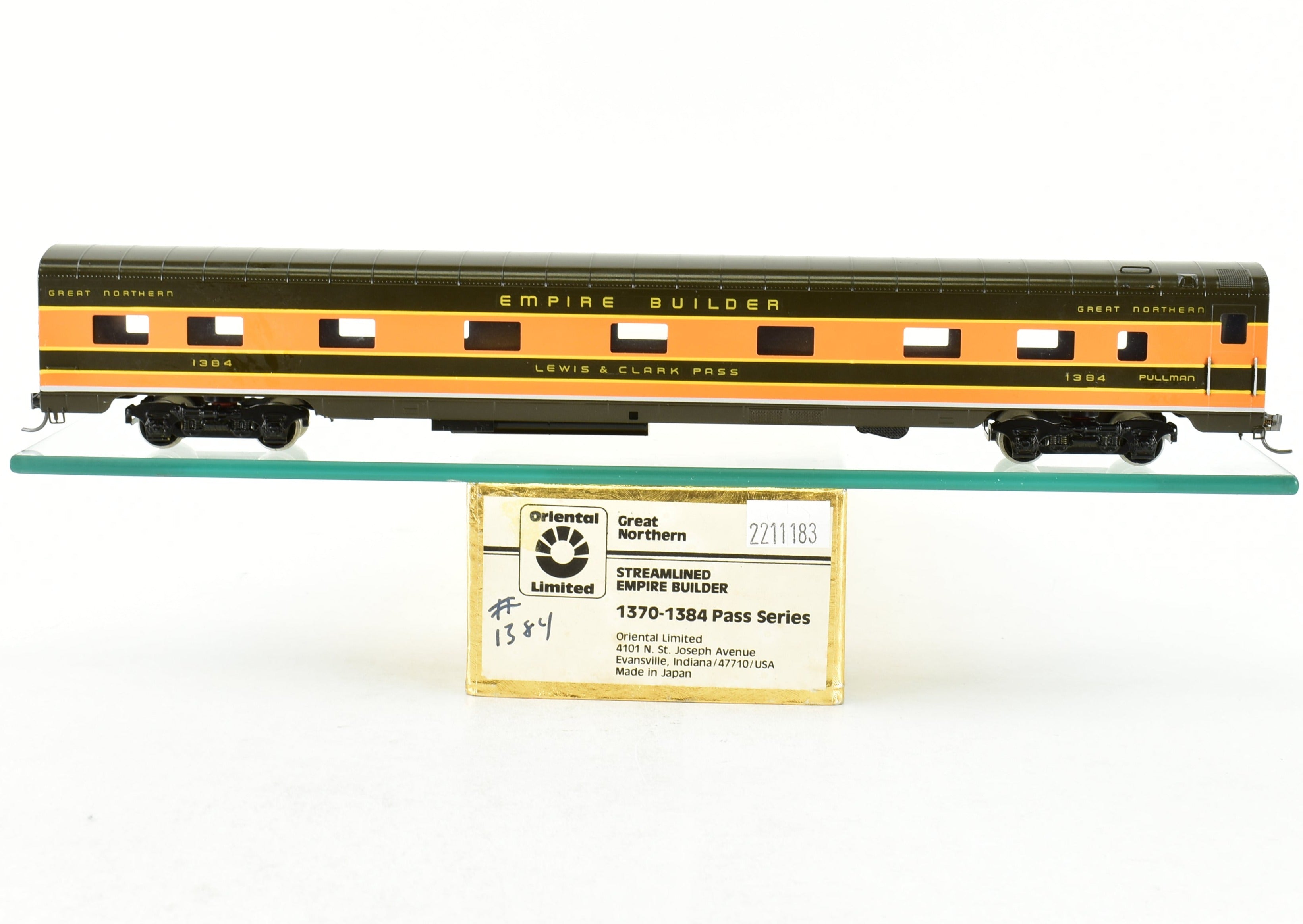 HO Brass Oriental GN - Pro-Painted Great Northern Streamlined Empire Builder Sleeper 1370 - 1384