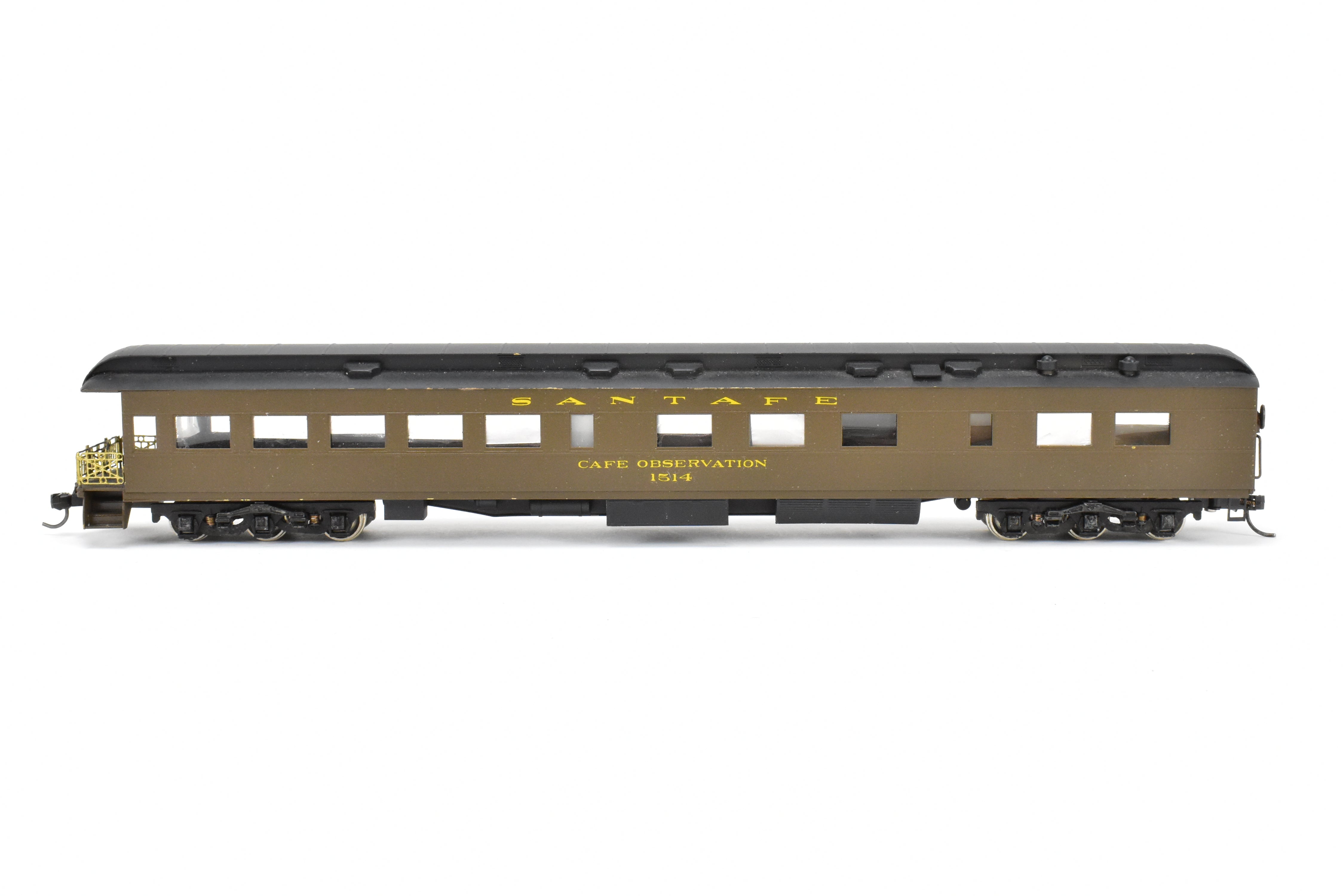 Custom Painted HO Scale Brass Lambert AT&SF Santa Fe Cafe Lounge Observation Car #1514 with Incorrect Box