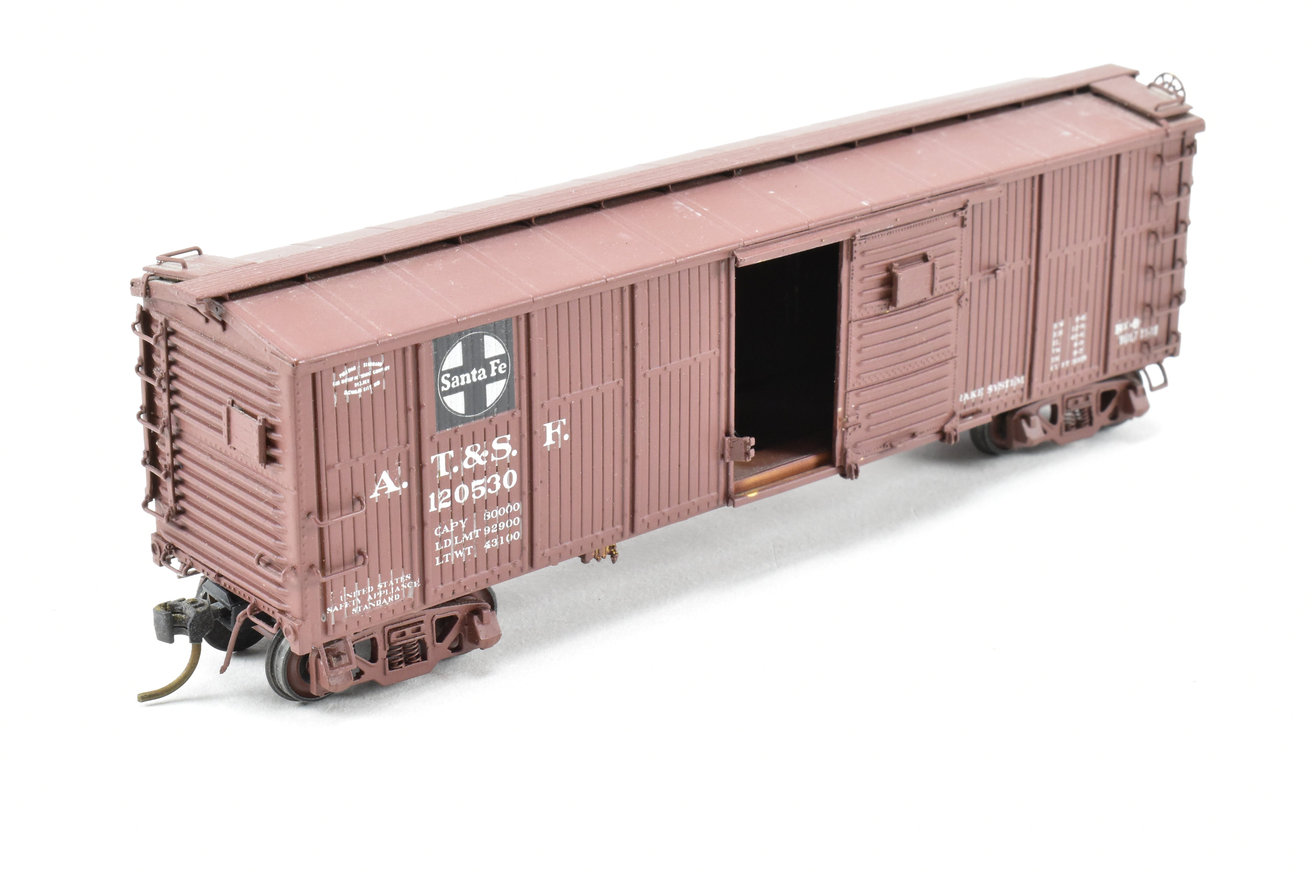 HO Scale Brass Model of Pecos River Brass ATSF - Santa Fe Bx - 6 Boxcar Featuring Ajax Brake Wheel and AB Brake System, Car Numbered CP #120530