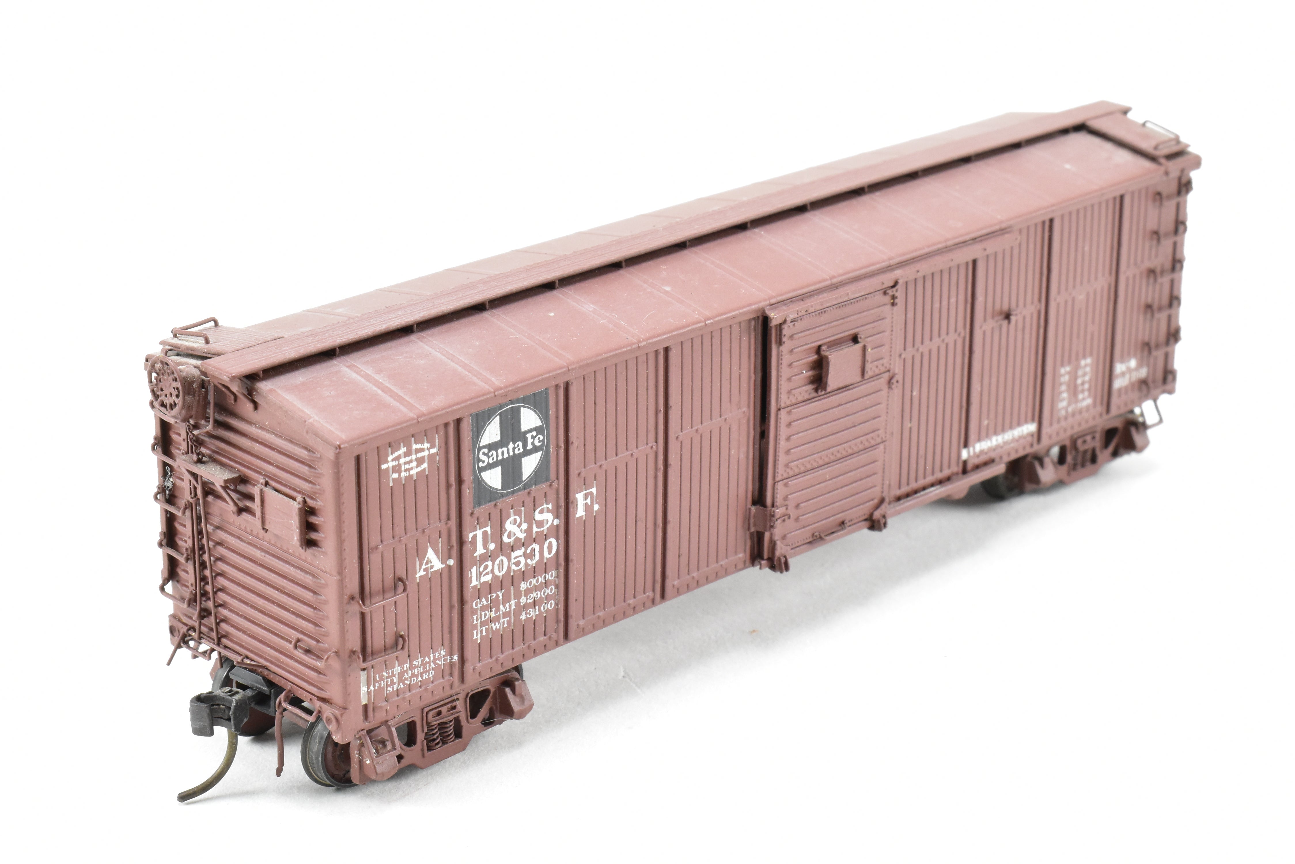 HO Scale Brass Model of Pecos River Brass ATSF - Santa Fe Bx - 6 Boxcar Featuring Ajax Brake Wheel and AB Brake System, Car Numbered CP #120530