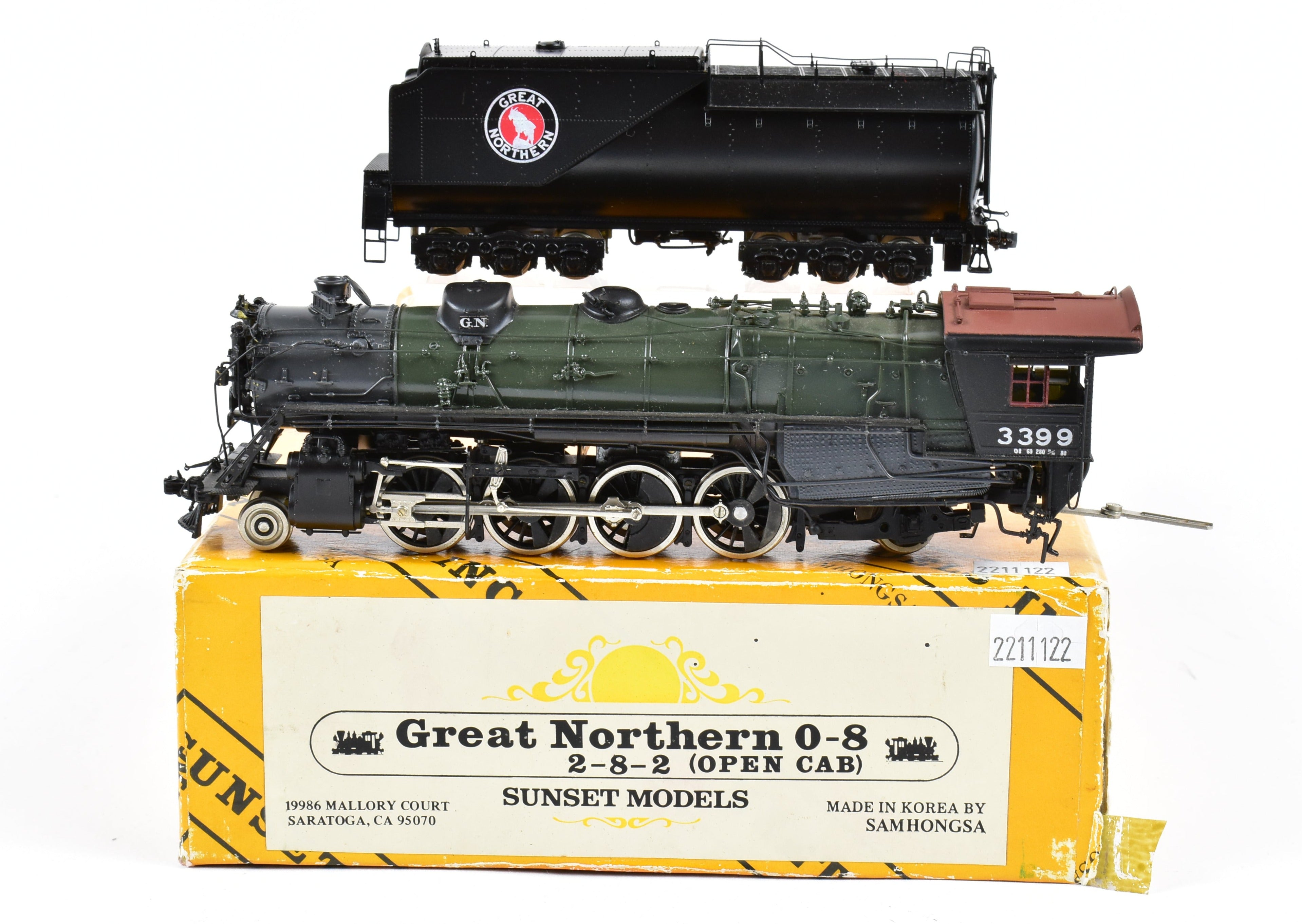 HO Scale Brass Great Northern 2-8-2 Class O-8 Open Cab Custom Painted Sunset Model