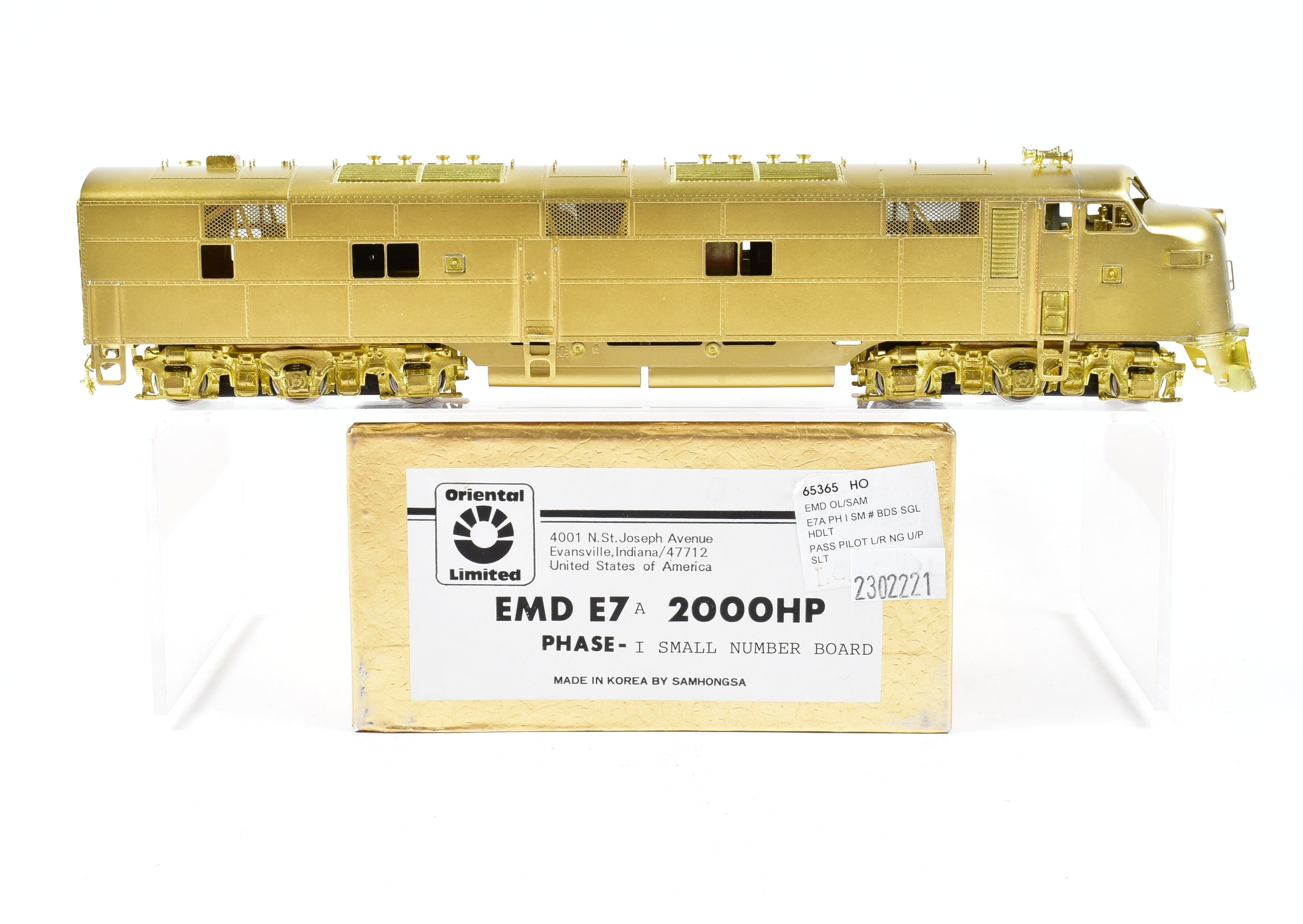 HO Brass Oriental Limited EMD E7A 2000 HP Phase I with Great Northern Open Pilot