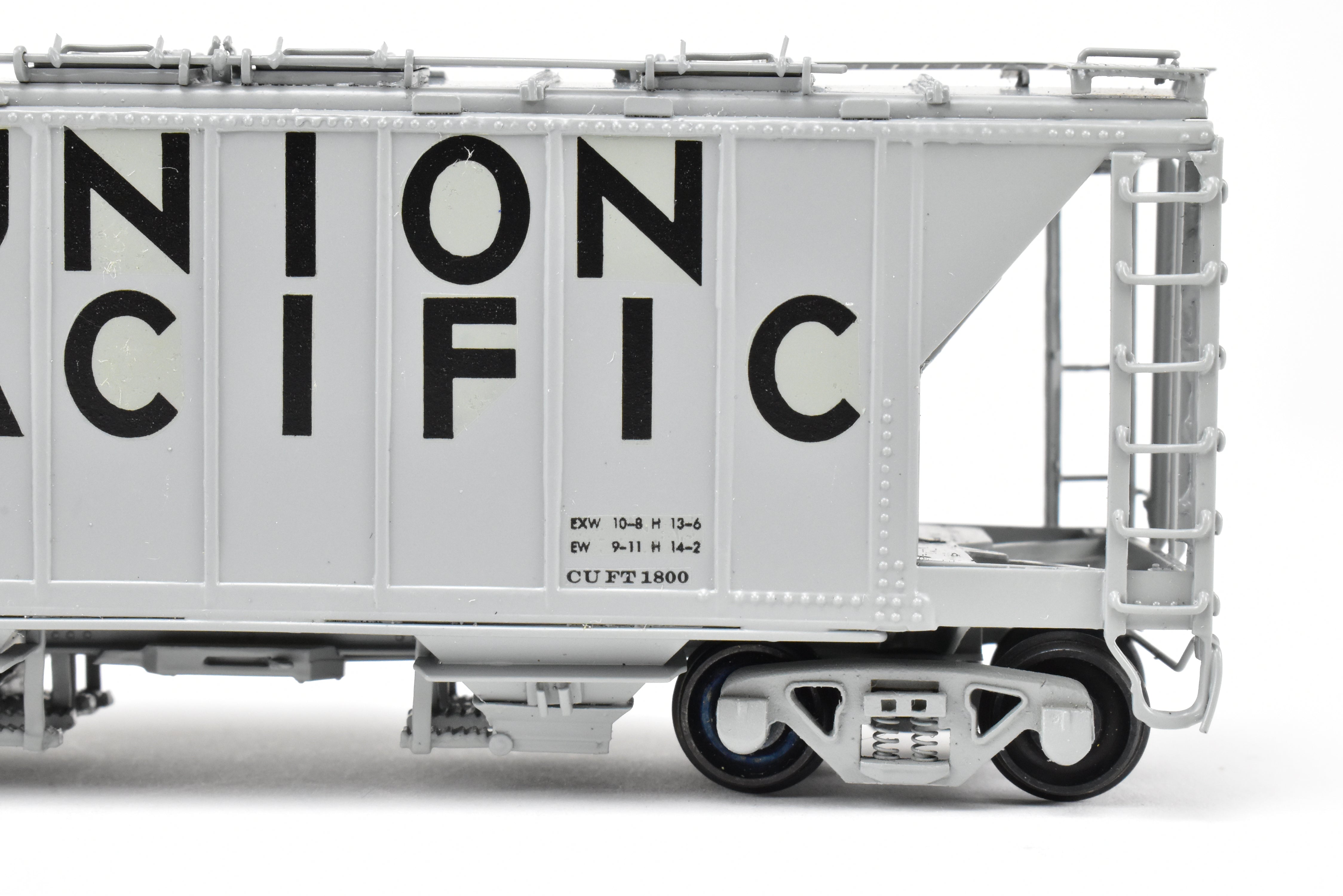 High - Quality HO Scale Brass Union Pacific ACF 34 - Foot Covered Hopper Model with Closed Sides and Square Hatches, Pecos River Brass Brand, CP #12706