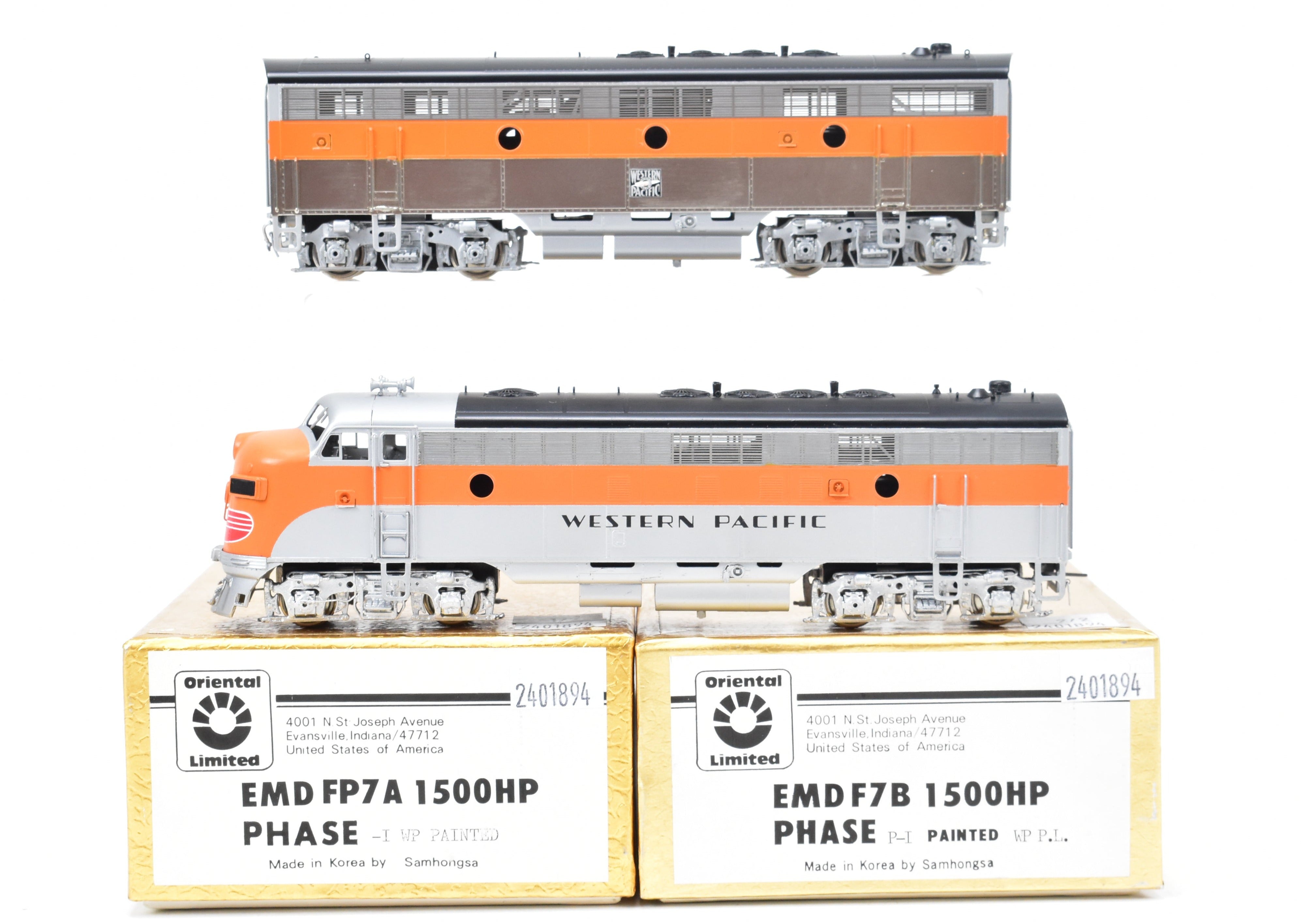 HO Scale Brass Oriental Limited Western Pacific EMD FP7A/F7B Passenger Locomotive Models