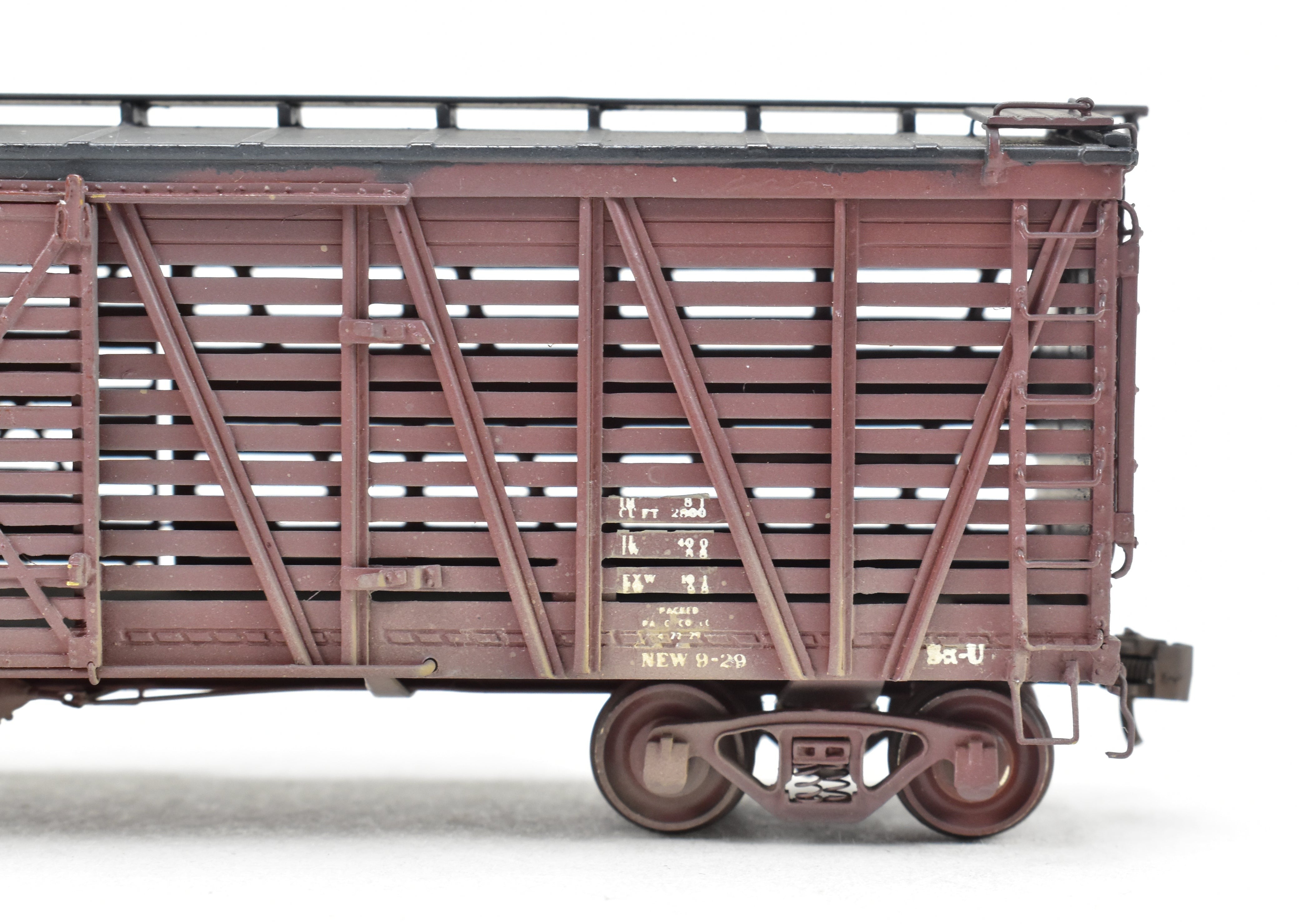 High - Quality HO Scale Brass Pecos River Brass ATSF - Santa Fe SK - U Stock Car Model with Custom - Painted and Weathered Reboxx Packaging