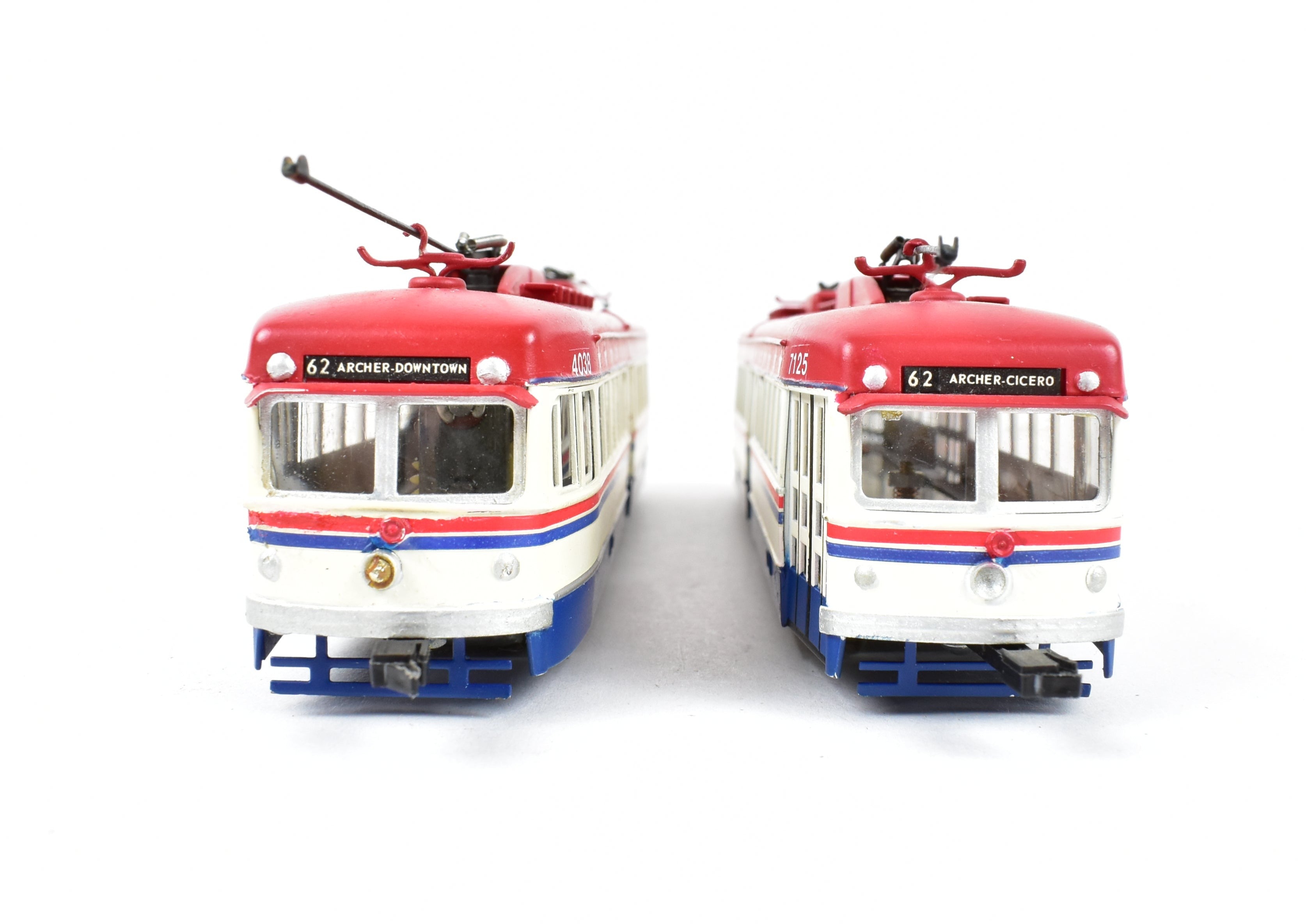 Custom Painted Bicentennial HO Brass Suydam Pacific Electric Double End PCC Car Pair in CTA Scheme