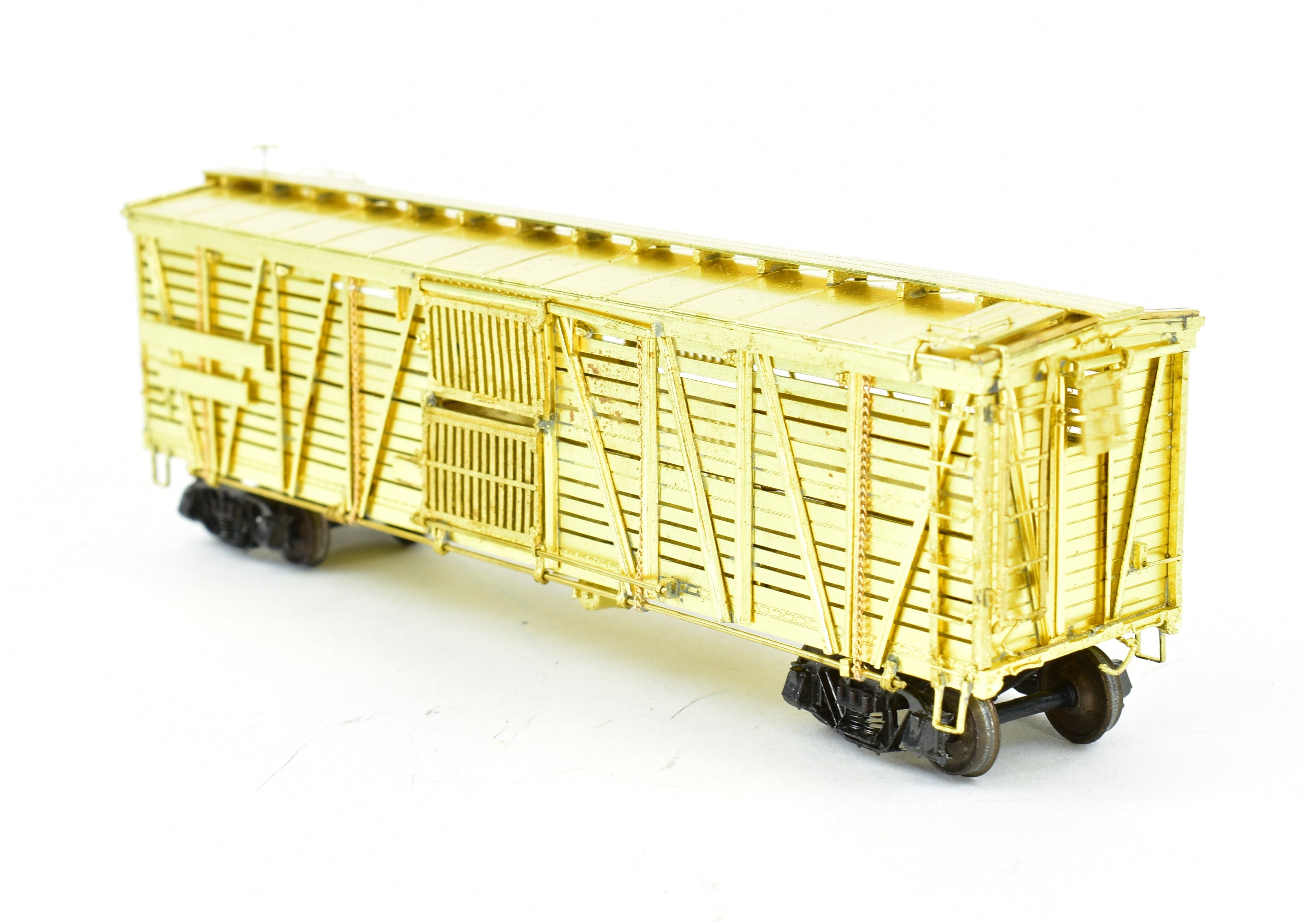 HO Scale Brass ATSF - Santa Fe Sk-Q Stock Car with Kadee Replacement Trucks