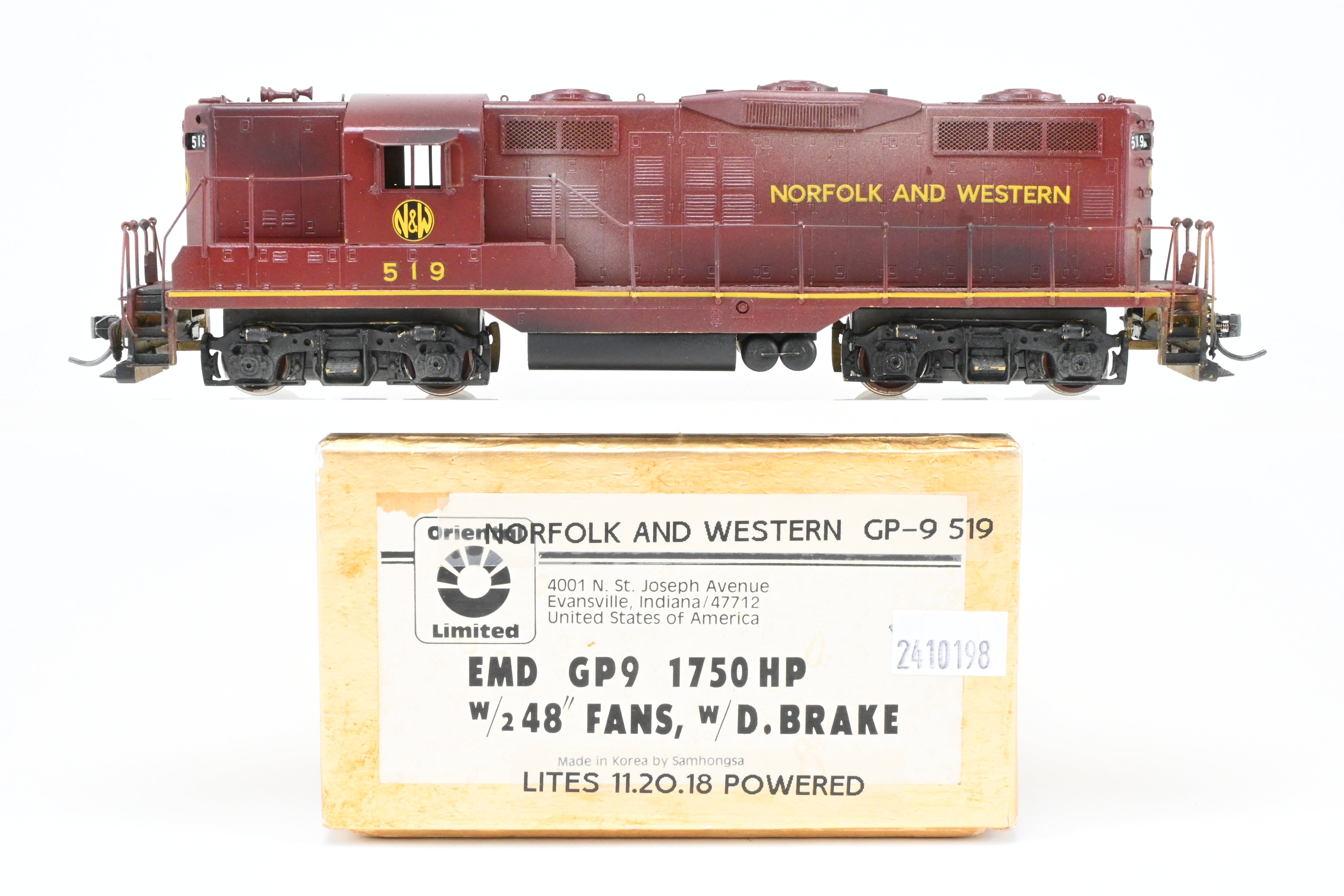 HO Scale Brass N&W Norfolk & Western EMD GP9 1750 HP Late Version with 48 Fans & Brakes