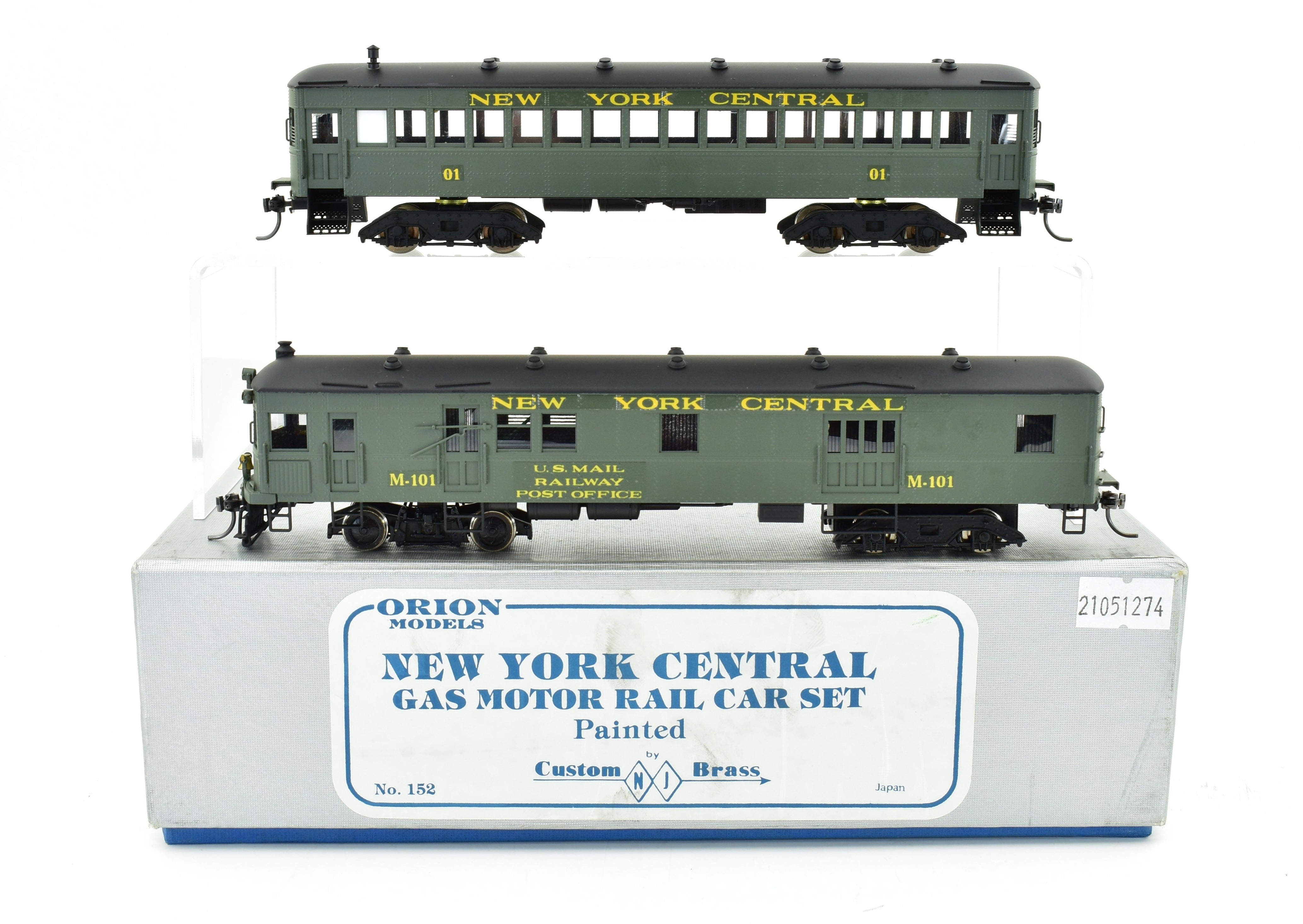 HO Scale Custom Brass Gas Motor Rail Car Set - New York Central 2 Car Set by Brass NJ Custom, Built by Orion in Japan