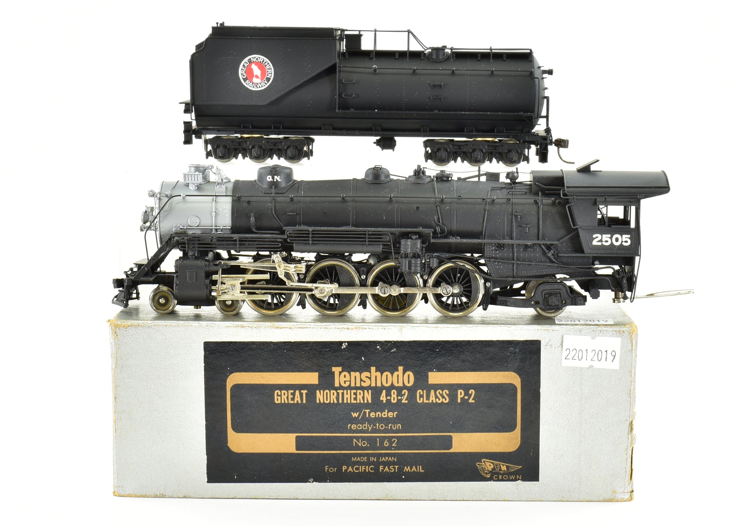 HO Scale Brass PFM - Tenshodo Great Northern 4-8-2 Class P-2 Factory Painted Can Motor Locomotive