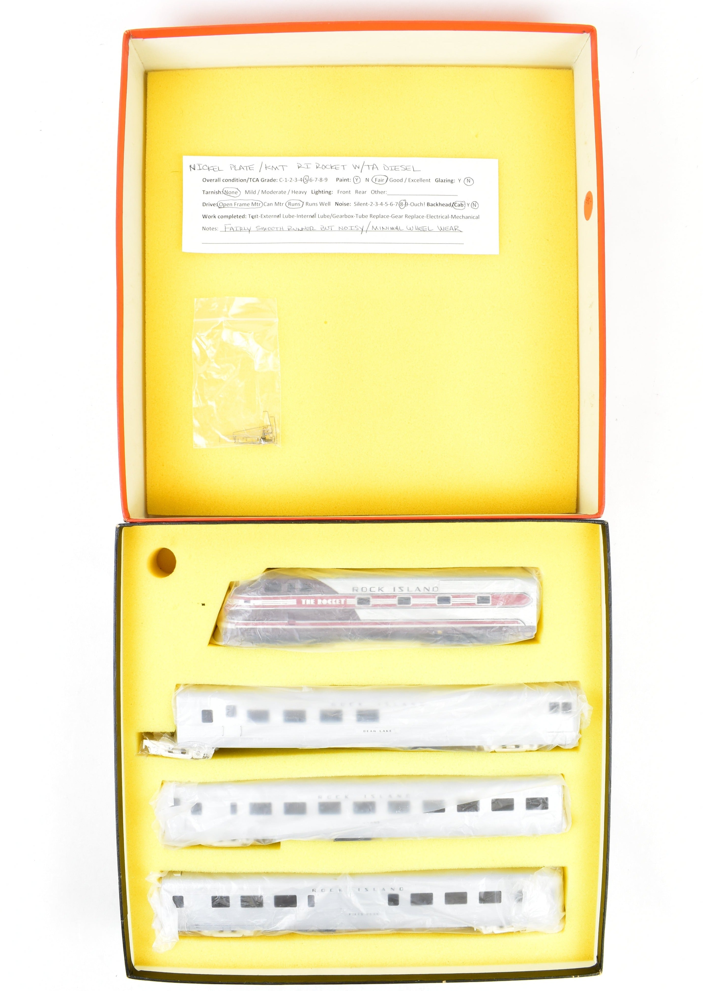 HO Scale Brass Nickel Plate Products CRI&P - Rock Island Rocket TA Locomotive and 4-Car Set with an Additional Factory-Painted Car