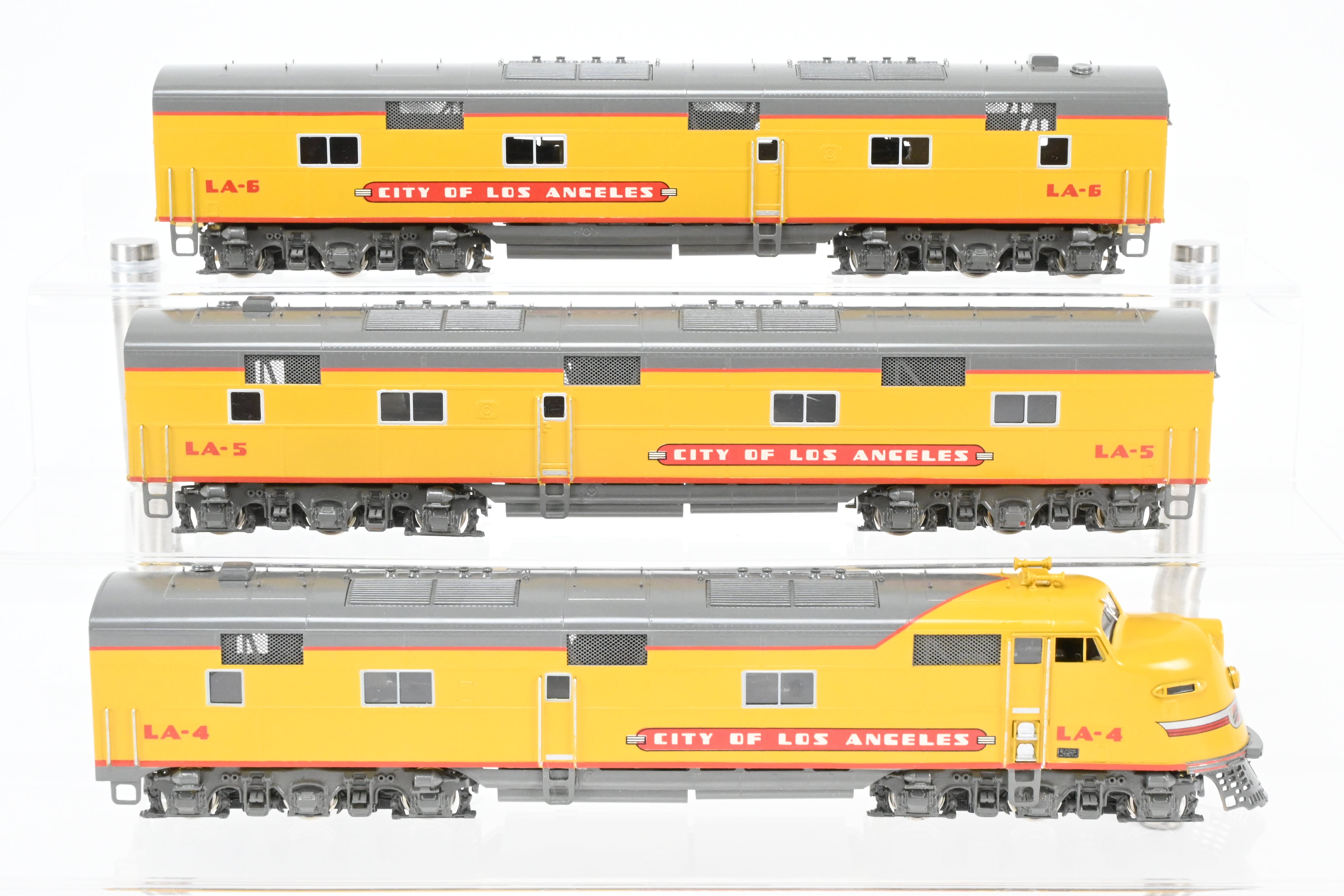 HO Scale Brass Model Train Set - Union Pacific EMD E6A/E6B/E6B 3-Unit Professionally Painted Set for the City of Los Angeles by Oriental Limited