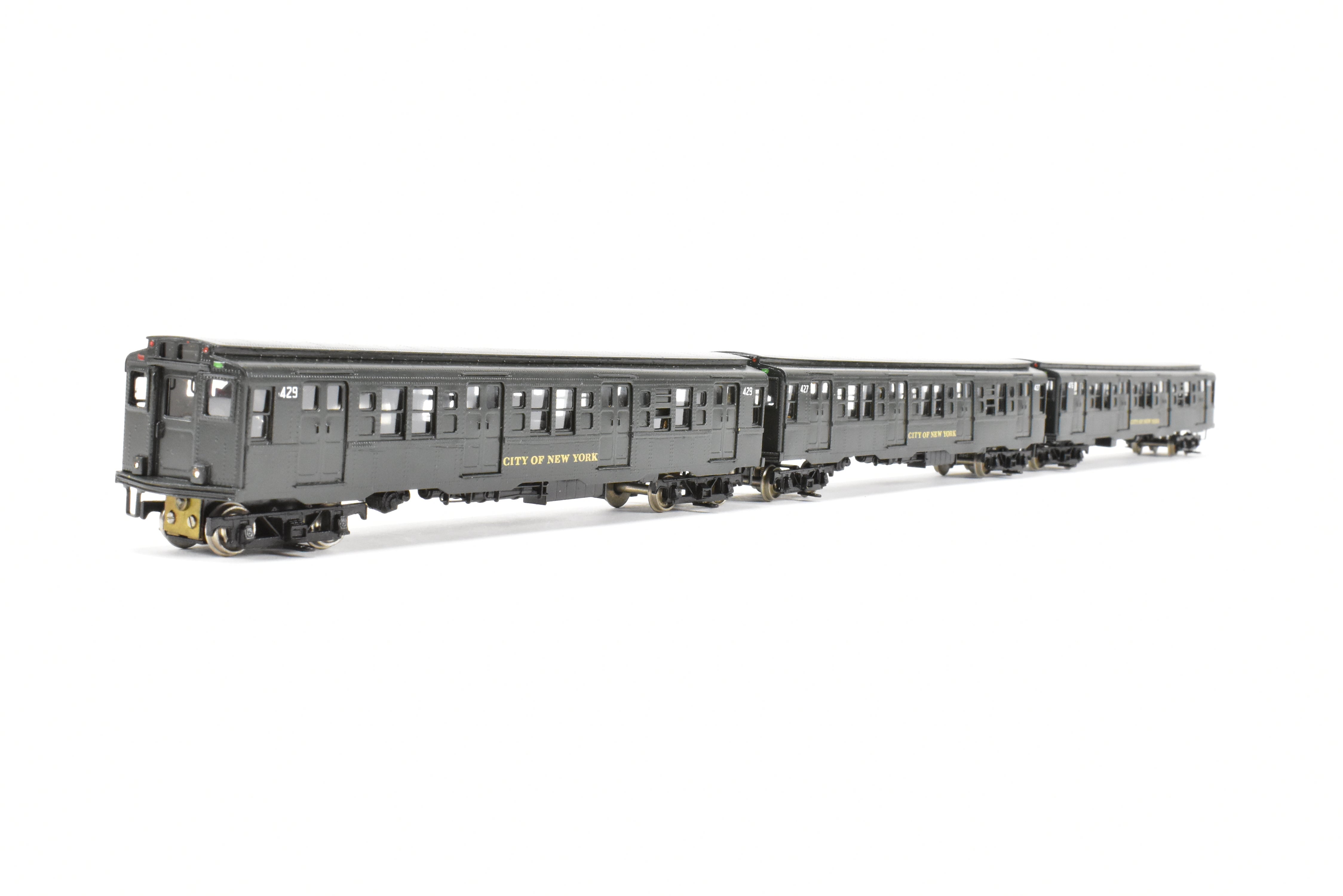Custom Painted Set of Three HO Brass NJ Subway R-4 Cars, NY Independent System
