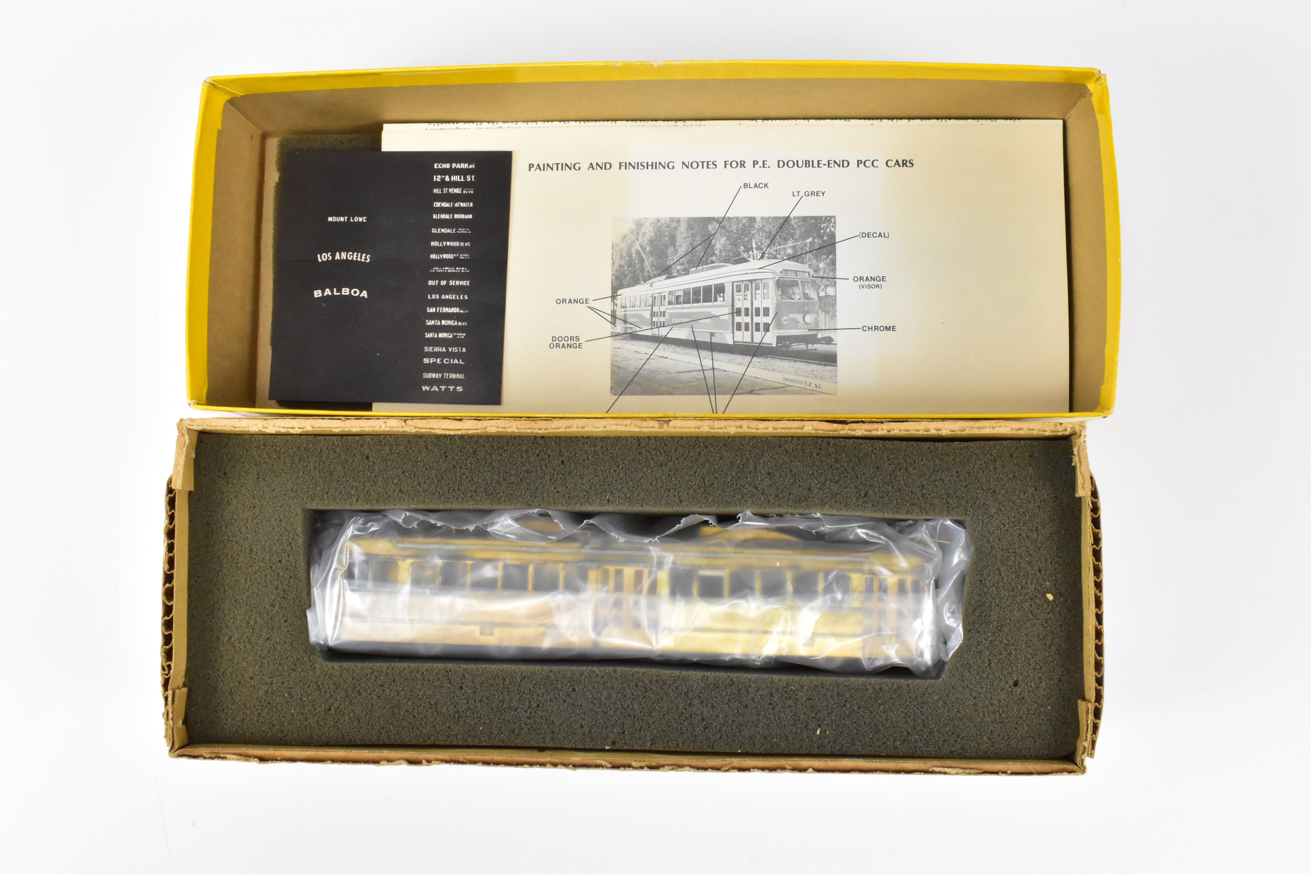 HO Scale Unpowered Trailer: Brass Suydam Pacific Electric Double End PCC Car