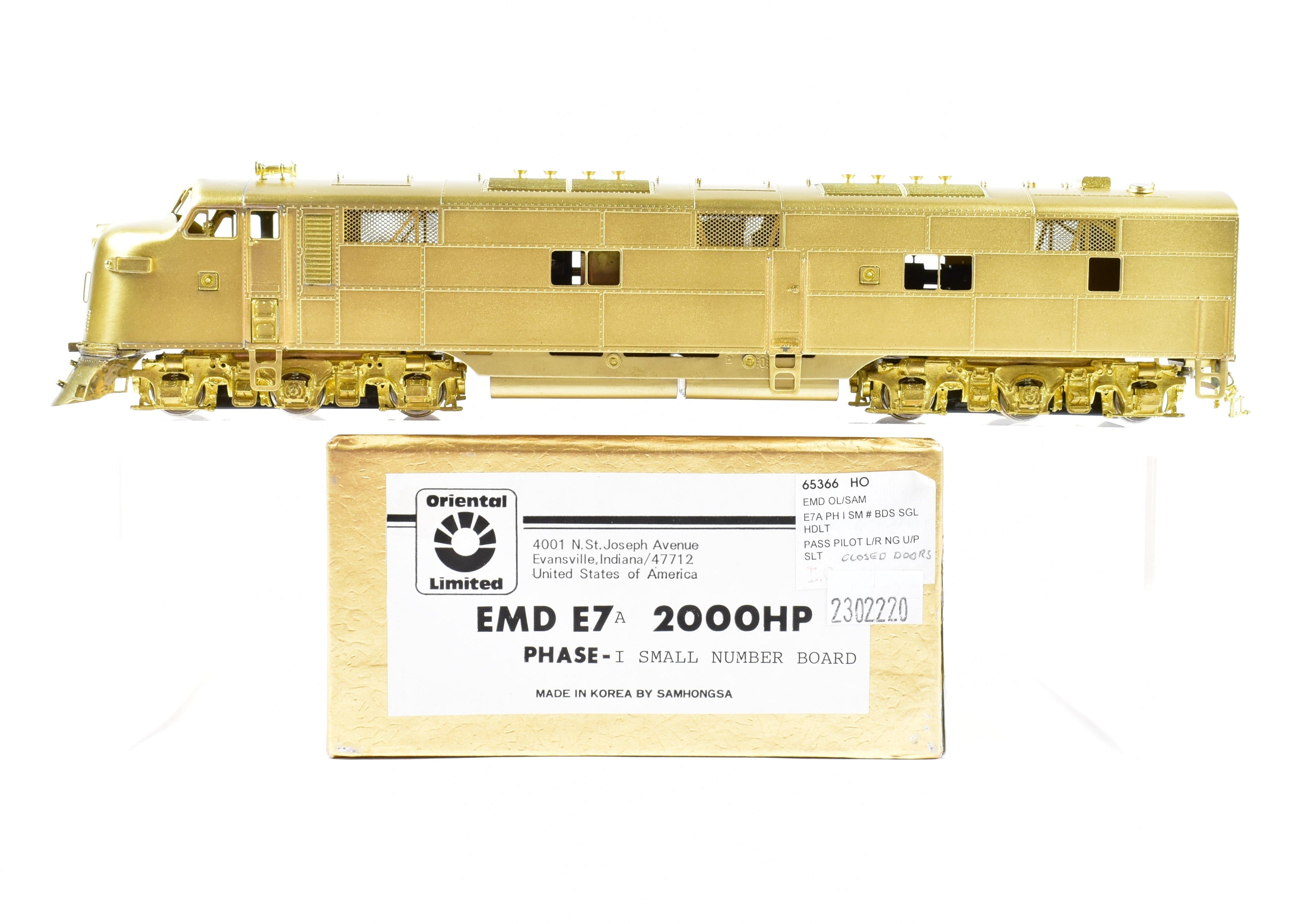 HO Scale Brass Oriental Limited Model Train - EMD E7A 2000 HP Phase I with Great Northern Closed Pilot Replica