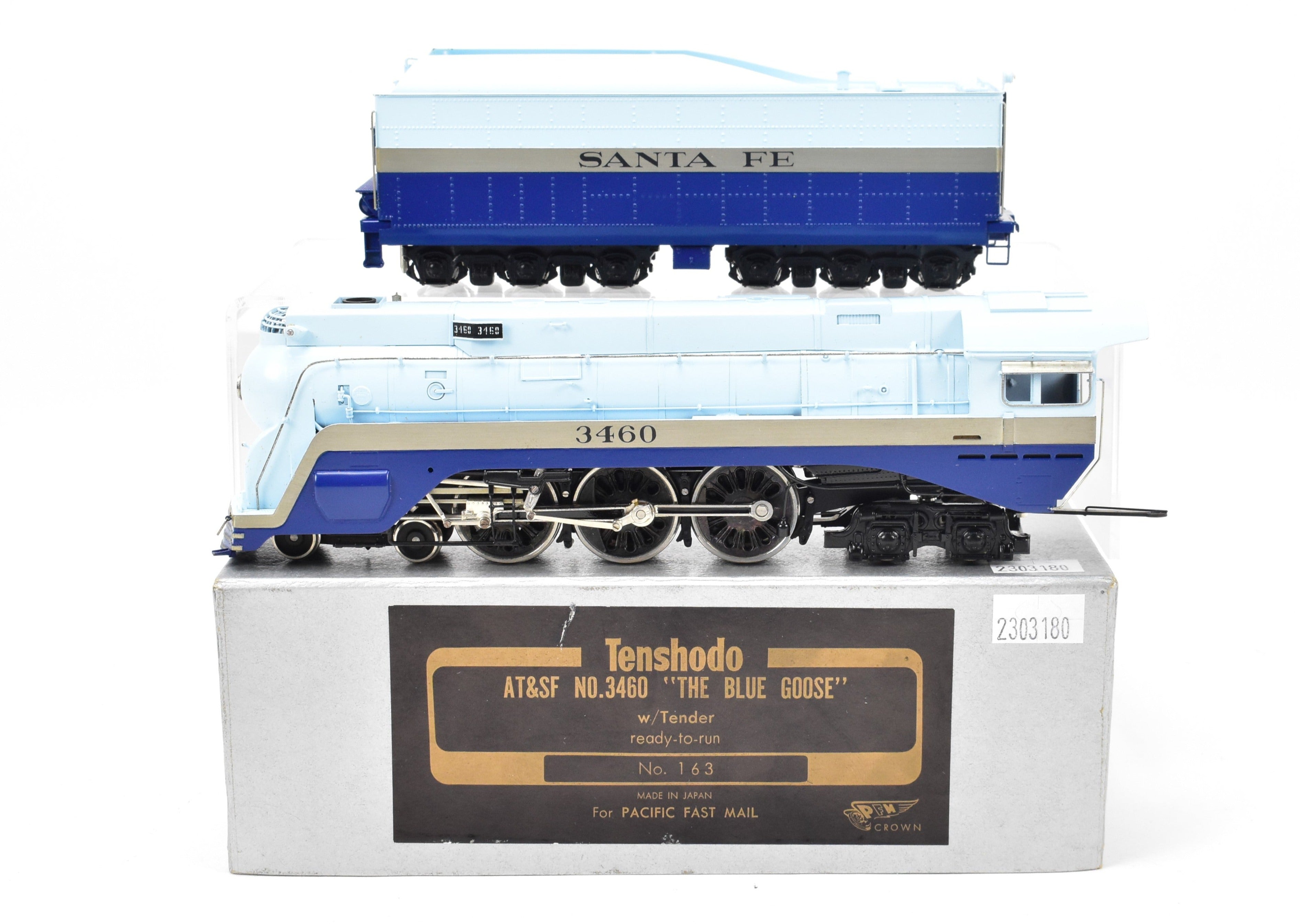 1974 HO Brass Tenshodo ATSF Santa Fe 4-6-4 No. 3460 Blue Goose Hudson Model