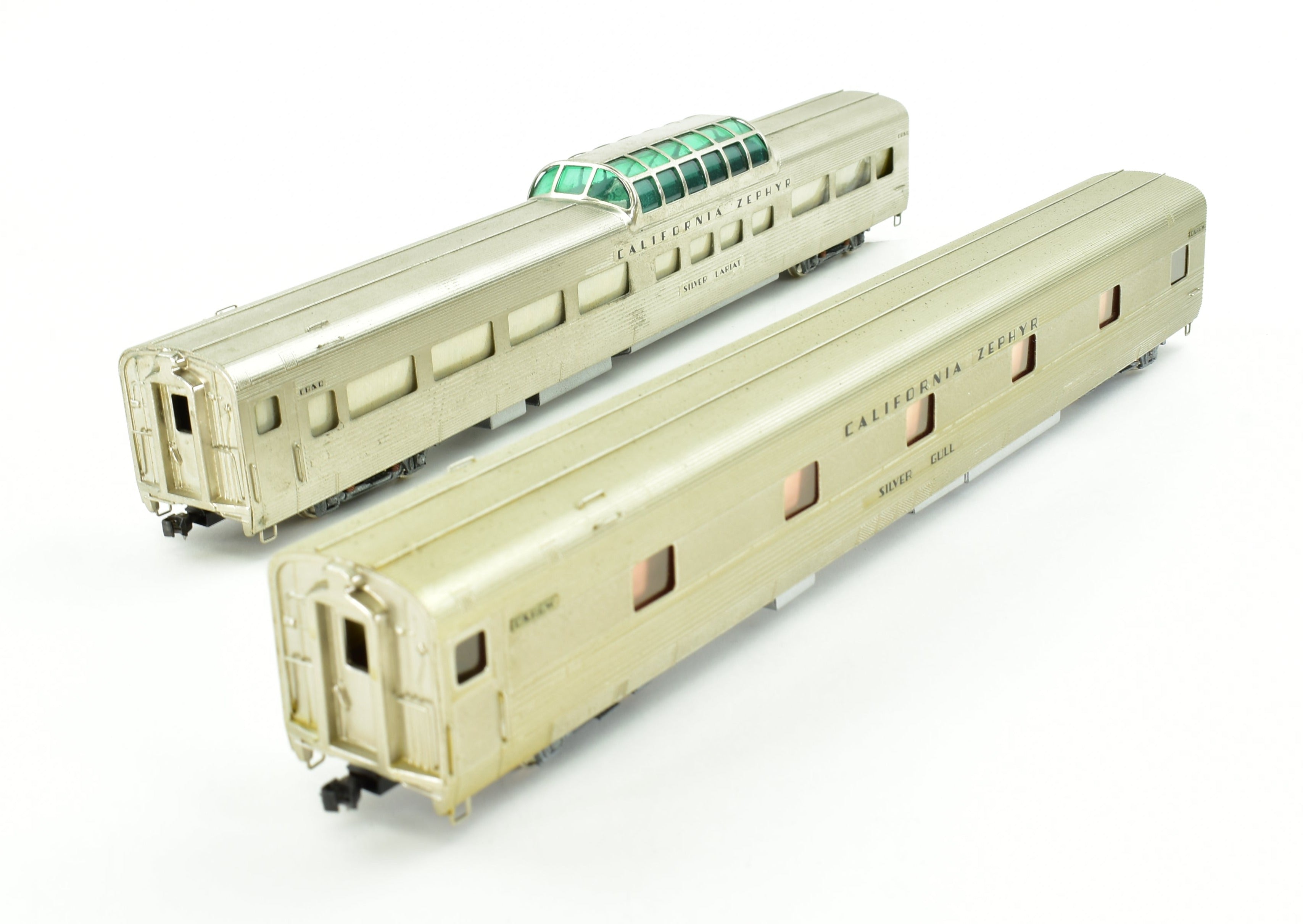 HO Scale Brass Nickel Plate Products (NPP) CB&Q - Burlington Route WP & D&RGW California Zephyr Vista Dome Open Section Sleeper Train Set Model